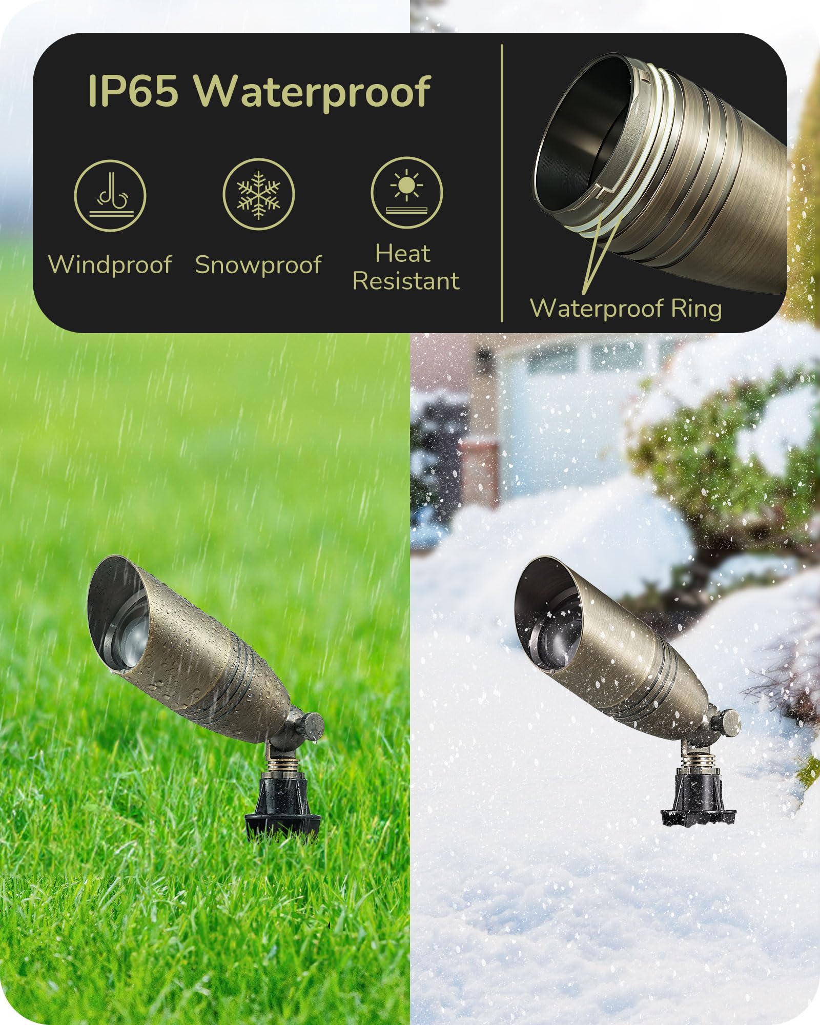 Edishine Solid Brass Landscape Spotlights  12V Led Low Voltage Landscape Lights  3Cct Mr16 Bulb Included  Bronze Heavy Duty Waterproof Spot Lights Outdoor Lighting For Garden Yard Tree  4 Pack