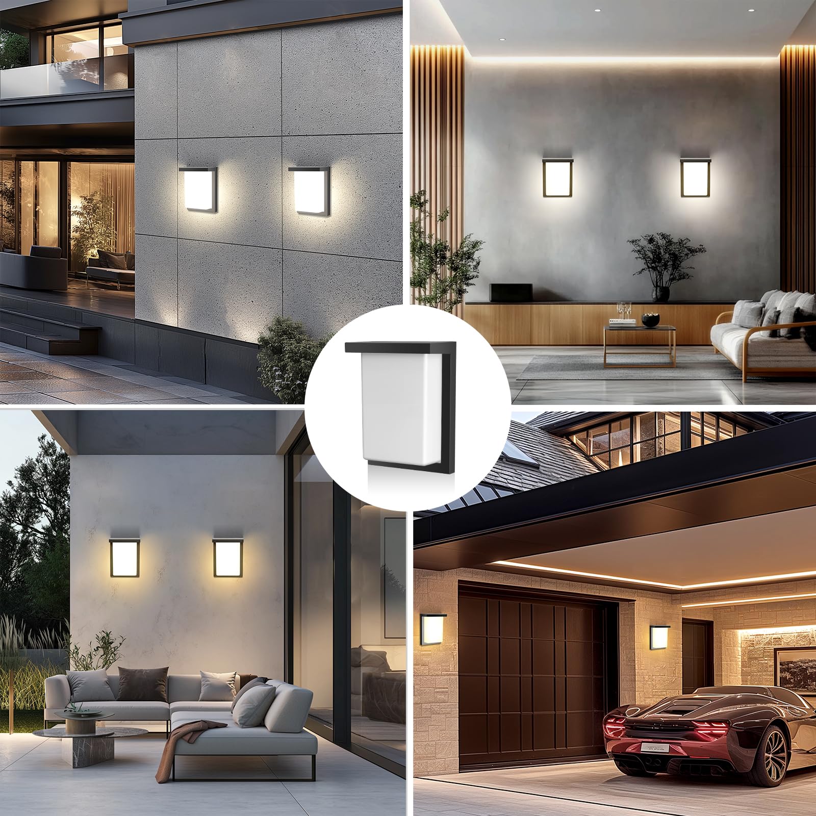 Tesjaso Led Outdoor Wall Porch Light 2 Pack 3000K 4000K 5000K Adjustable Waterproof Modern Wall Sconce Aluminum Exterior Light F