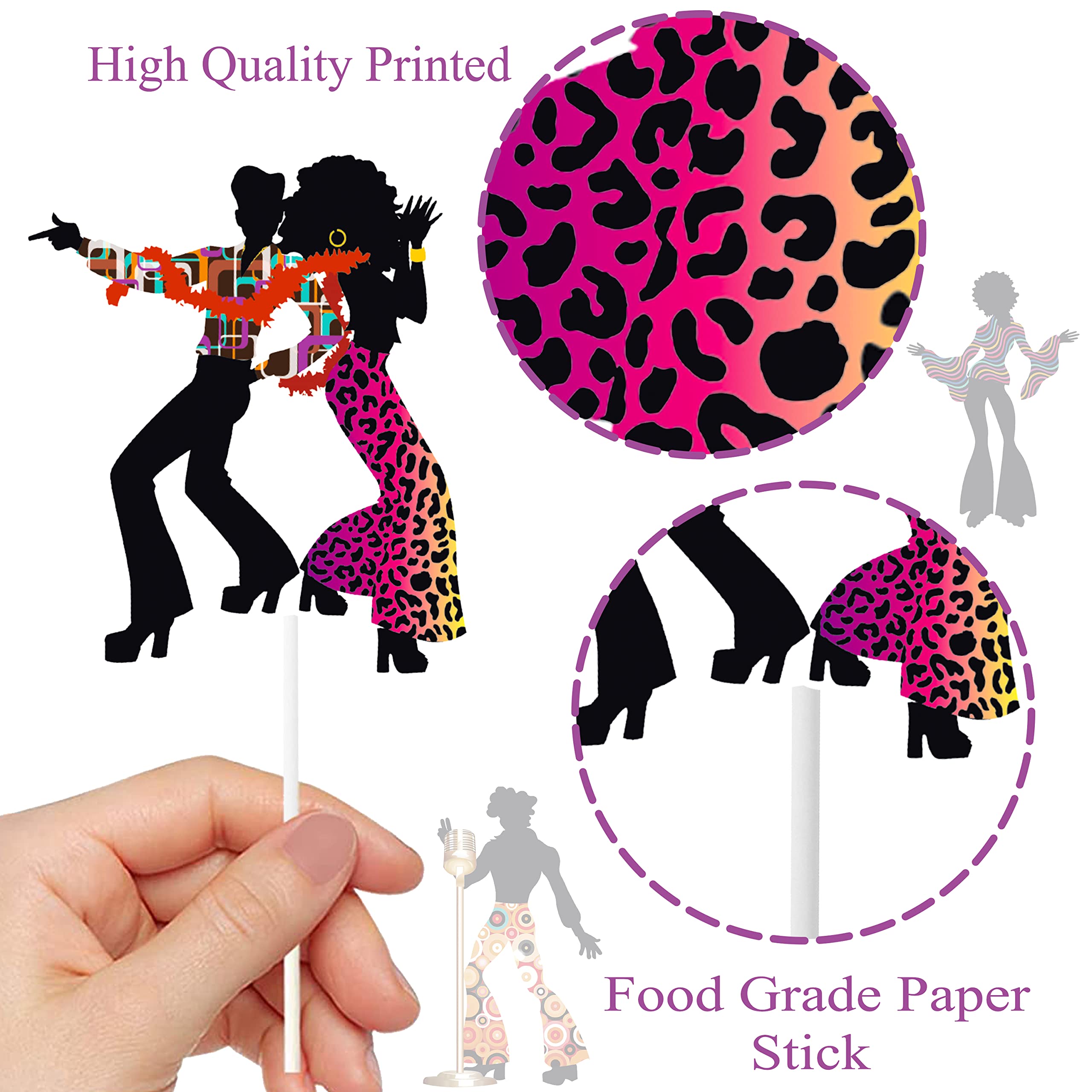 C L Cooper Life Disco Party Cupcake Toppers, 36pcs, Plastic & Rhinestones, Mixed Silver and Gold, 70s 80s Theme Decoration, Model CUPCAKE TOPPER-