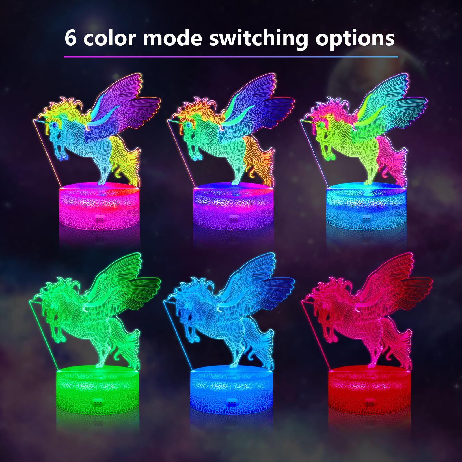 COBIKU Horse Night Light, 3D Illusion Lamp with Remote Control, Timer, Multi-Color Changing, Dimmable Kids Bedroom Lamp, Led Nig