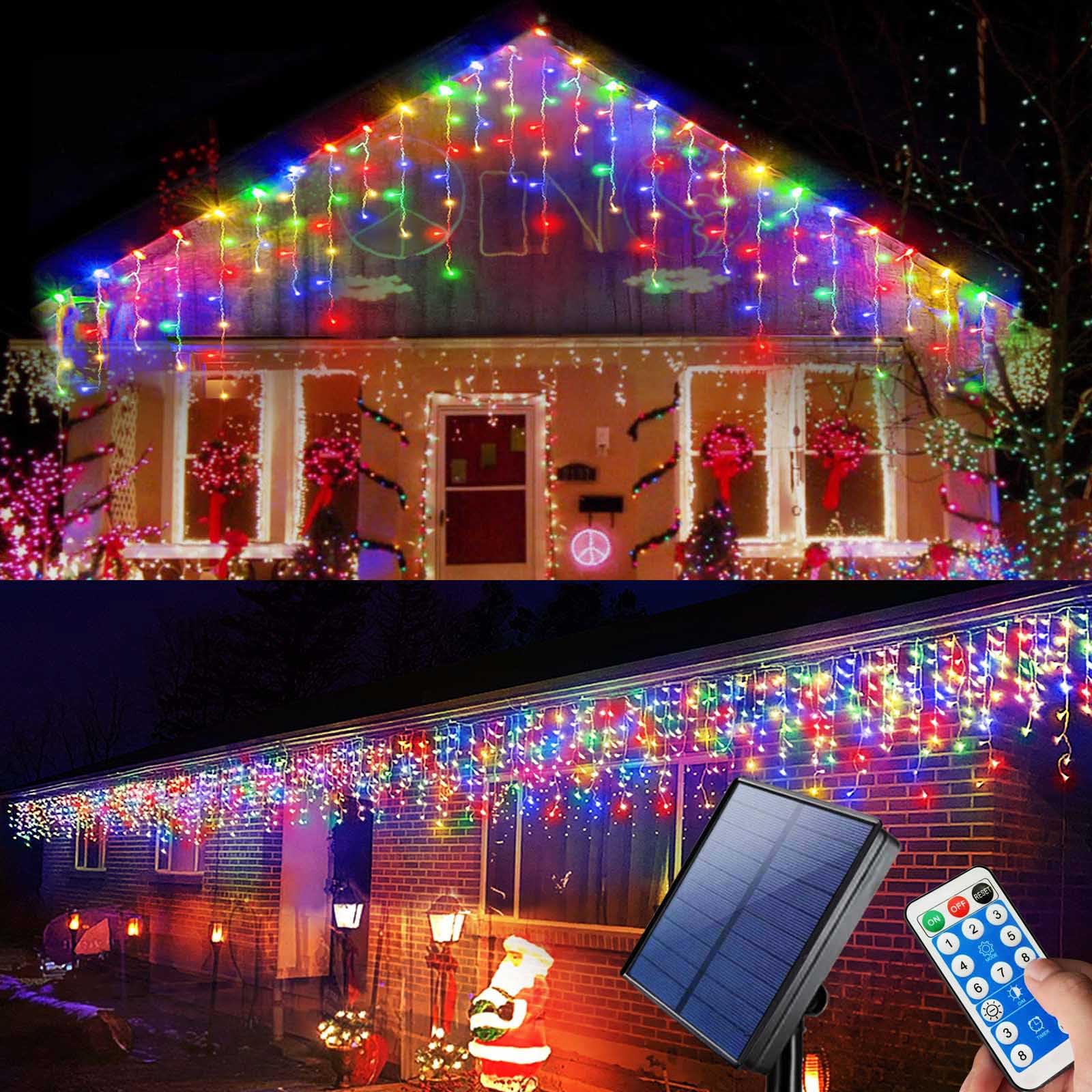 Homeleo Multi-Color Outdoor LED Icicle Lights, 14.5Ft with 160 LEDs - For Christmas Decor