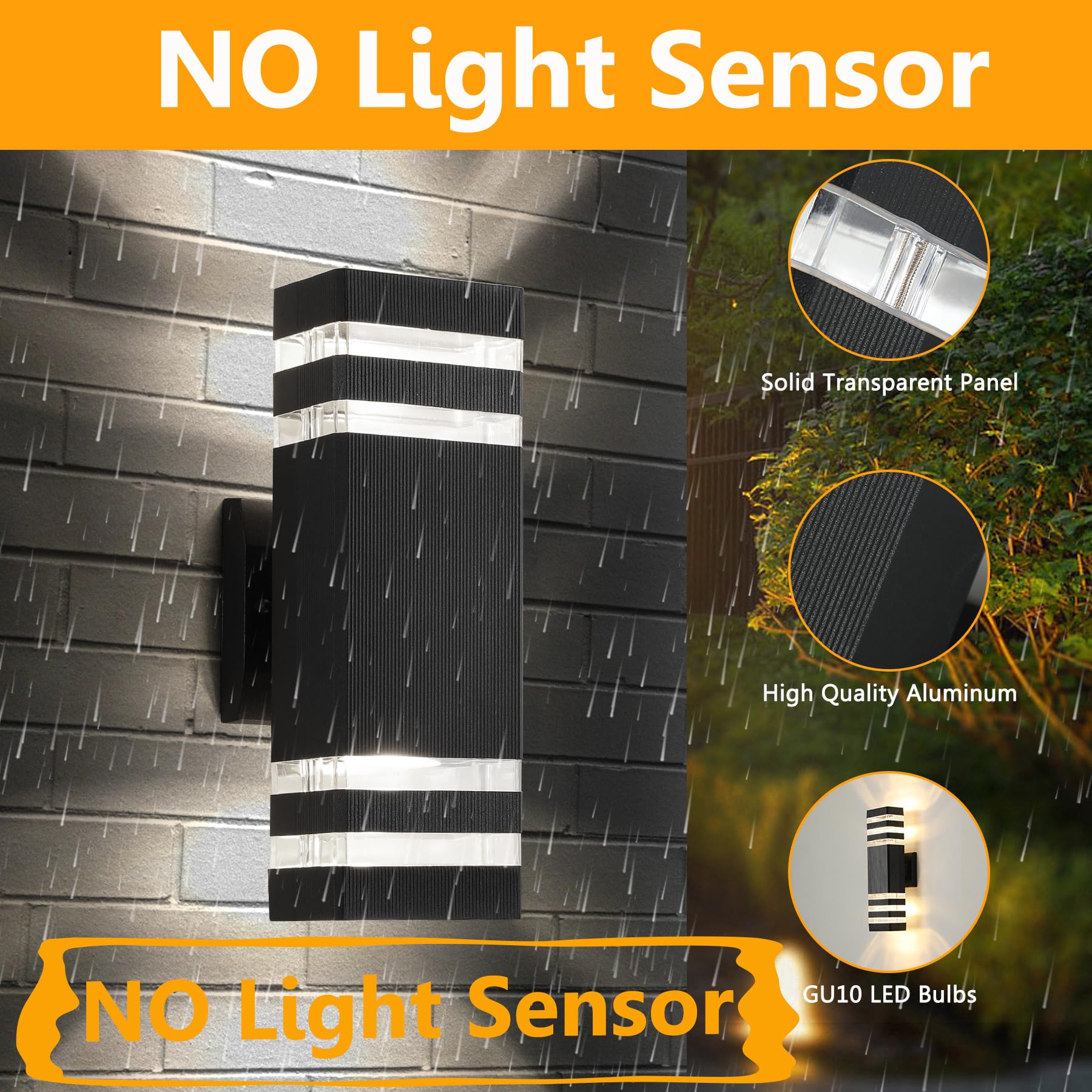 Zsmaiku Modern Outdoor Wall Light 3000K Led, Waterproof Aluminum, 2-Pack Up/Down Lighting