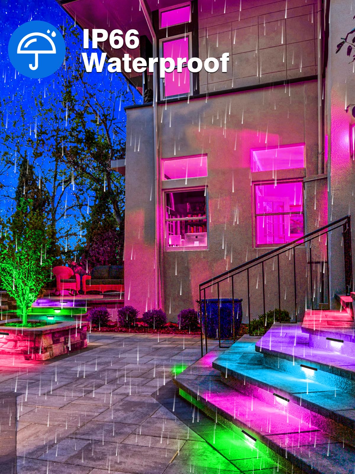 Doreio 5W Rgbw Led Hardscape Lighting - 12 Pack Color Changing Outdoor Step Lights