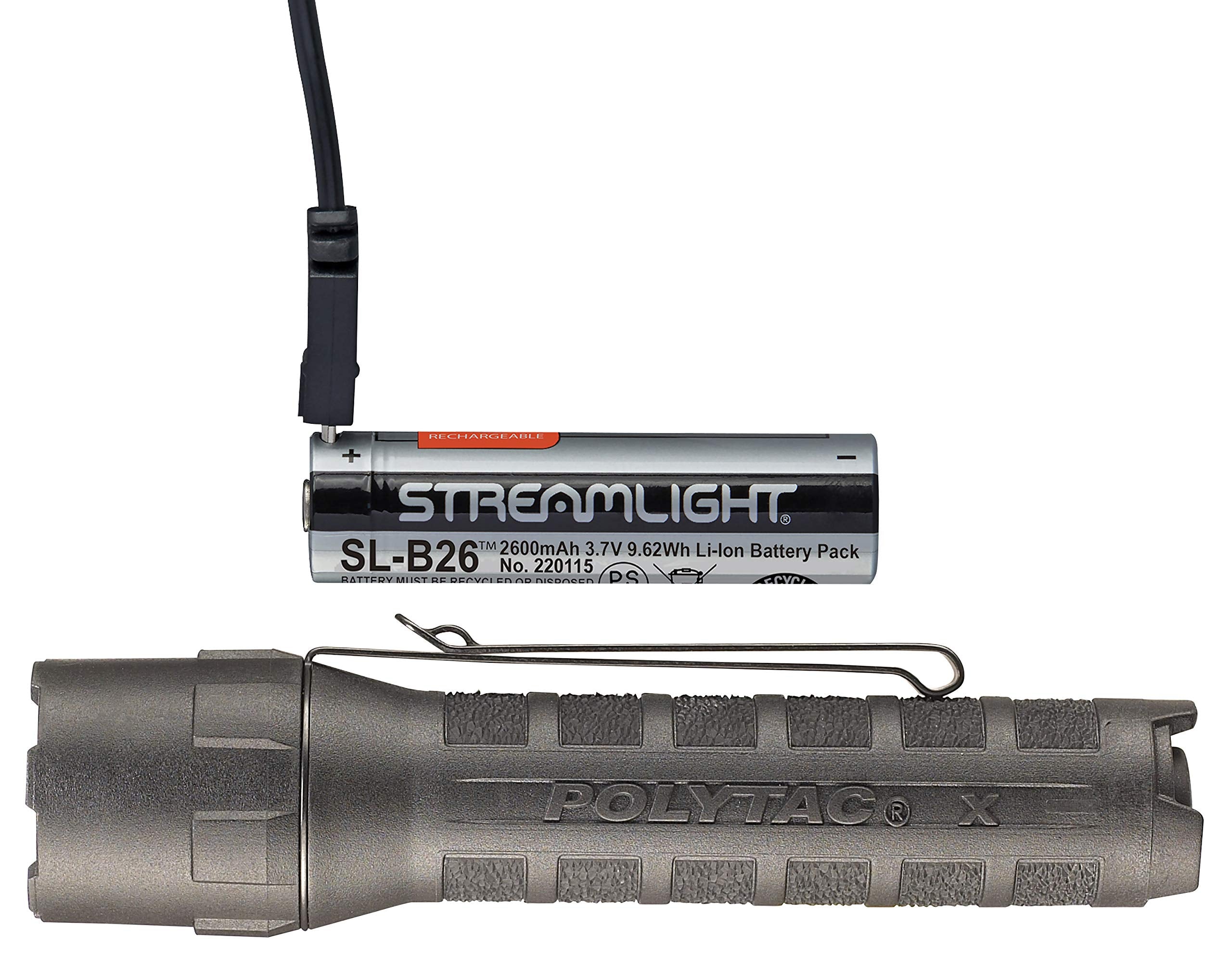 Streamlight 88610 Polytac X Usb 600-Lumen Multi-Fuel Professional Tactical Flashlight, Clear Retail Packaging, Black