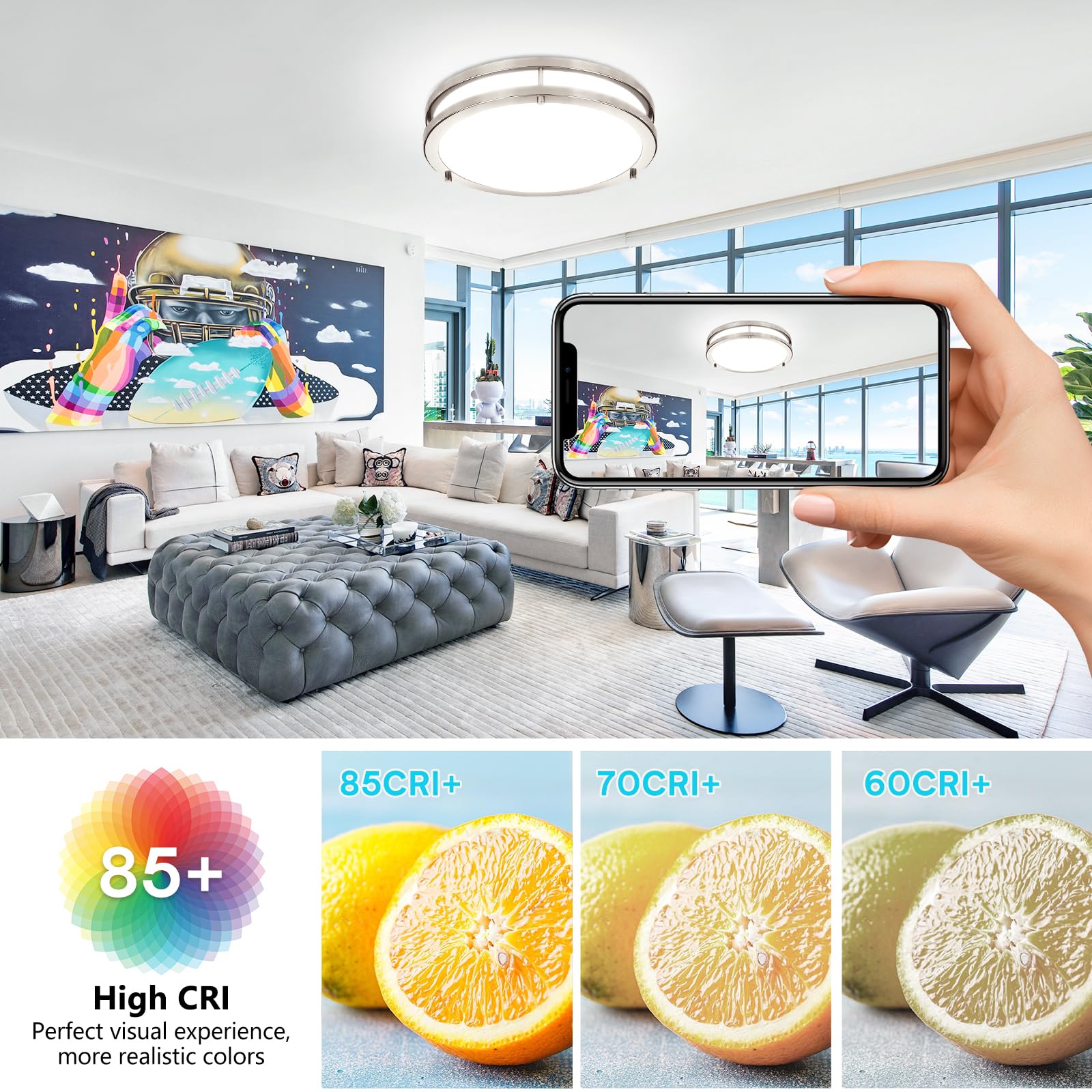 Elekeed 40W Ceiling Light With Remote, 2 Pack 13Inch Led Flush Mount Ceiling Light, Dimmable Ceiling Light Fixture For Hallway B