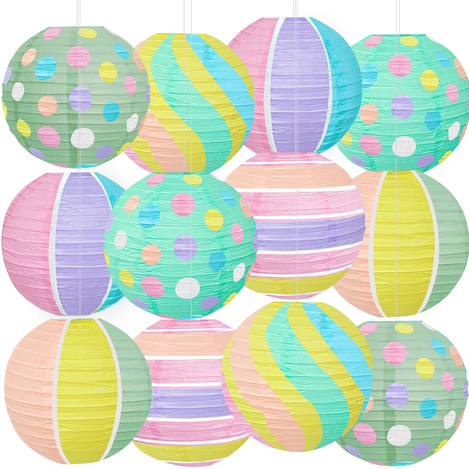 Adlkgg Pastel Paper Lanterns, Pastel Hanging Paper Lanterns For Baby Shower Wedding Birthday Party Indoor Outdoor Yard Decor, Tr