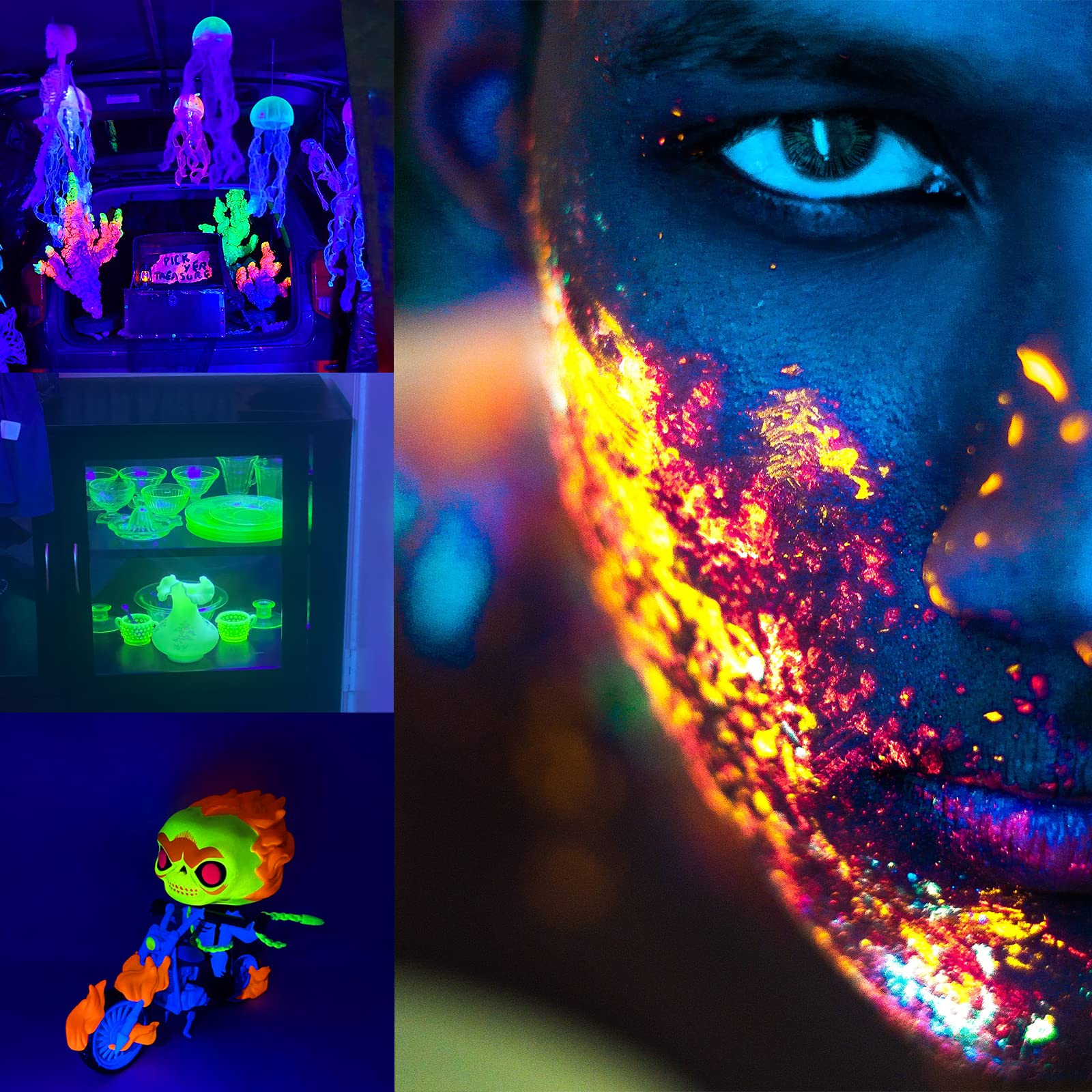 GREENIC USB Black Light Bar 10W UV LED Strip Lights 1FT Black 2 Pack