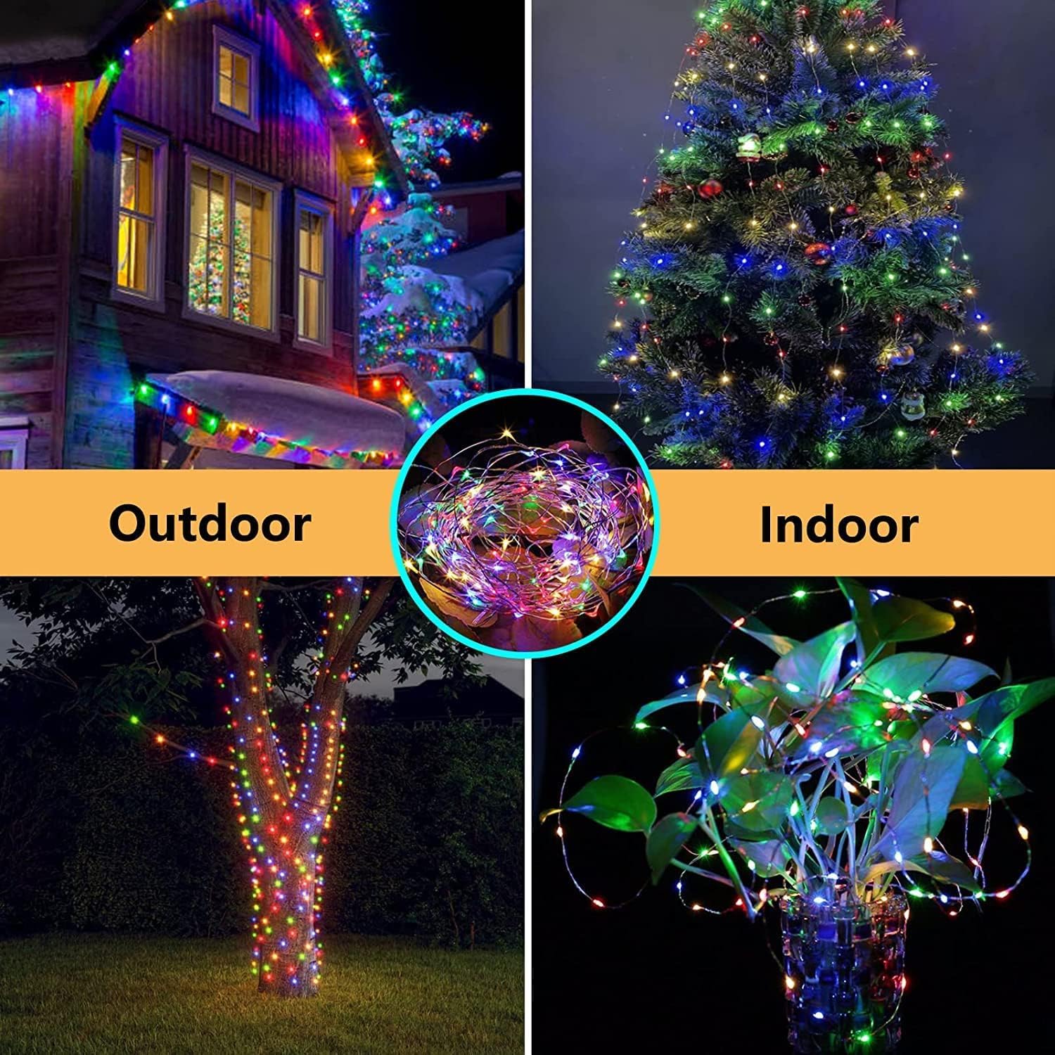 BHCLIGHT 80Ft 240LED Fairy Lights, Battery Operated, Waterproof, Remote Control, Multicolor, 4 Pack
