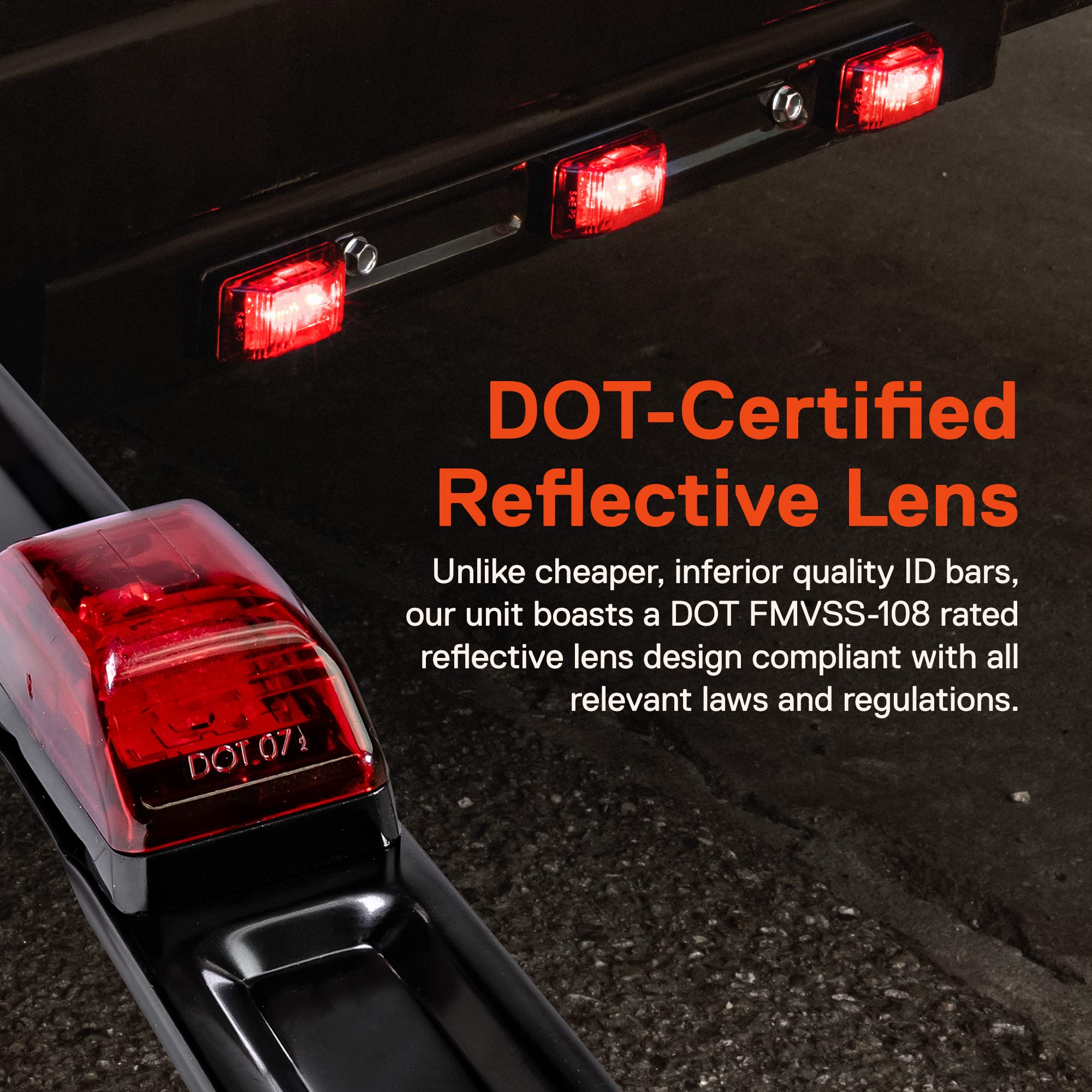 ONLINE LED STORE TRUE MODS 15" Red LED Trailer Light Bar - IP67 Submersible, Stainless Steel, Model TBL1515-RD