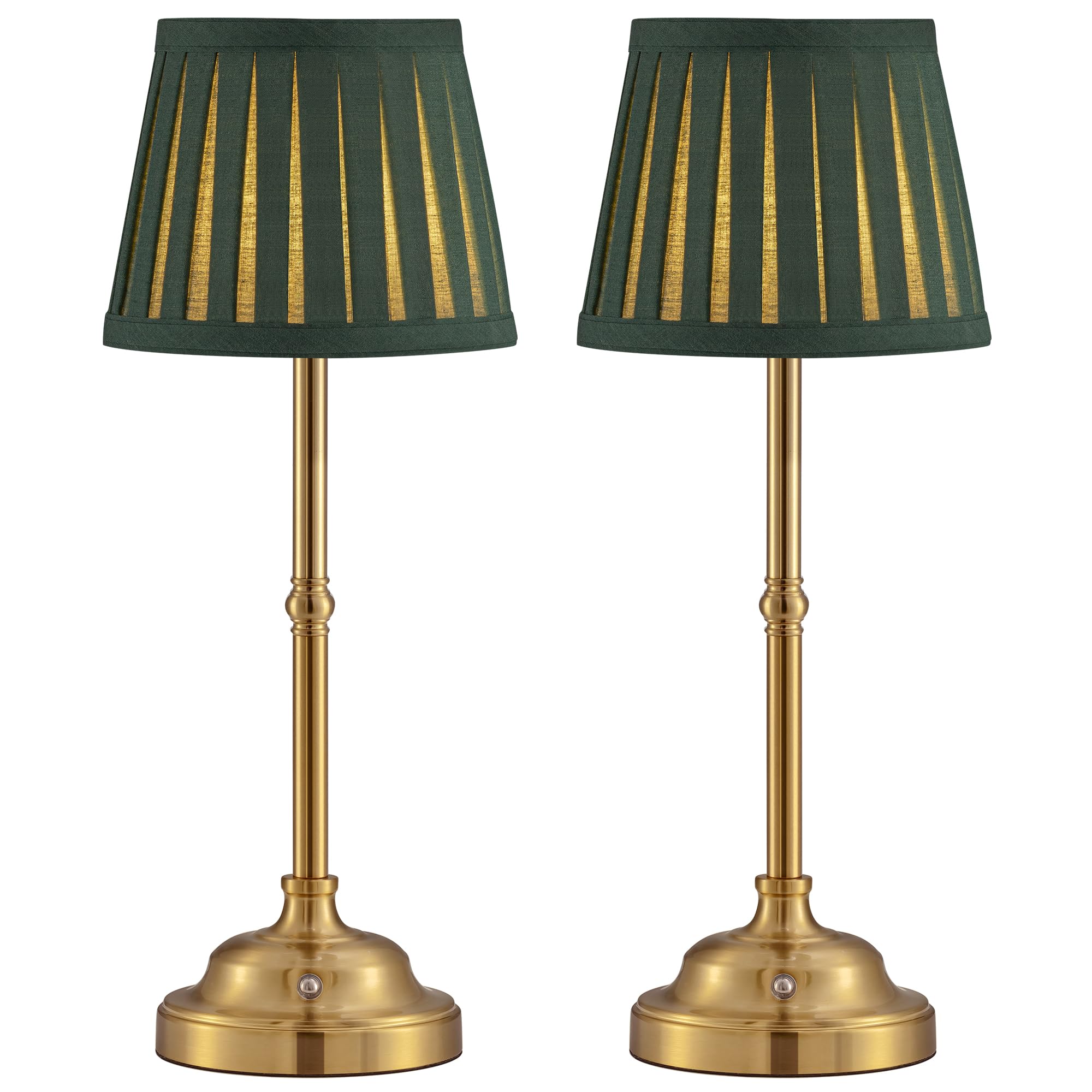 Kdg Cordless Led Table Lamp Set Of 2  Portables Fabric Shade Desk Lamps  4000Mah Rechargeable Battery Powered Lighting  Dimmable Light For Dining Room  Bedroom  Bedside  Night Light  Balcony (Green)
