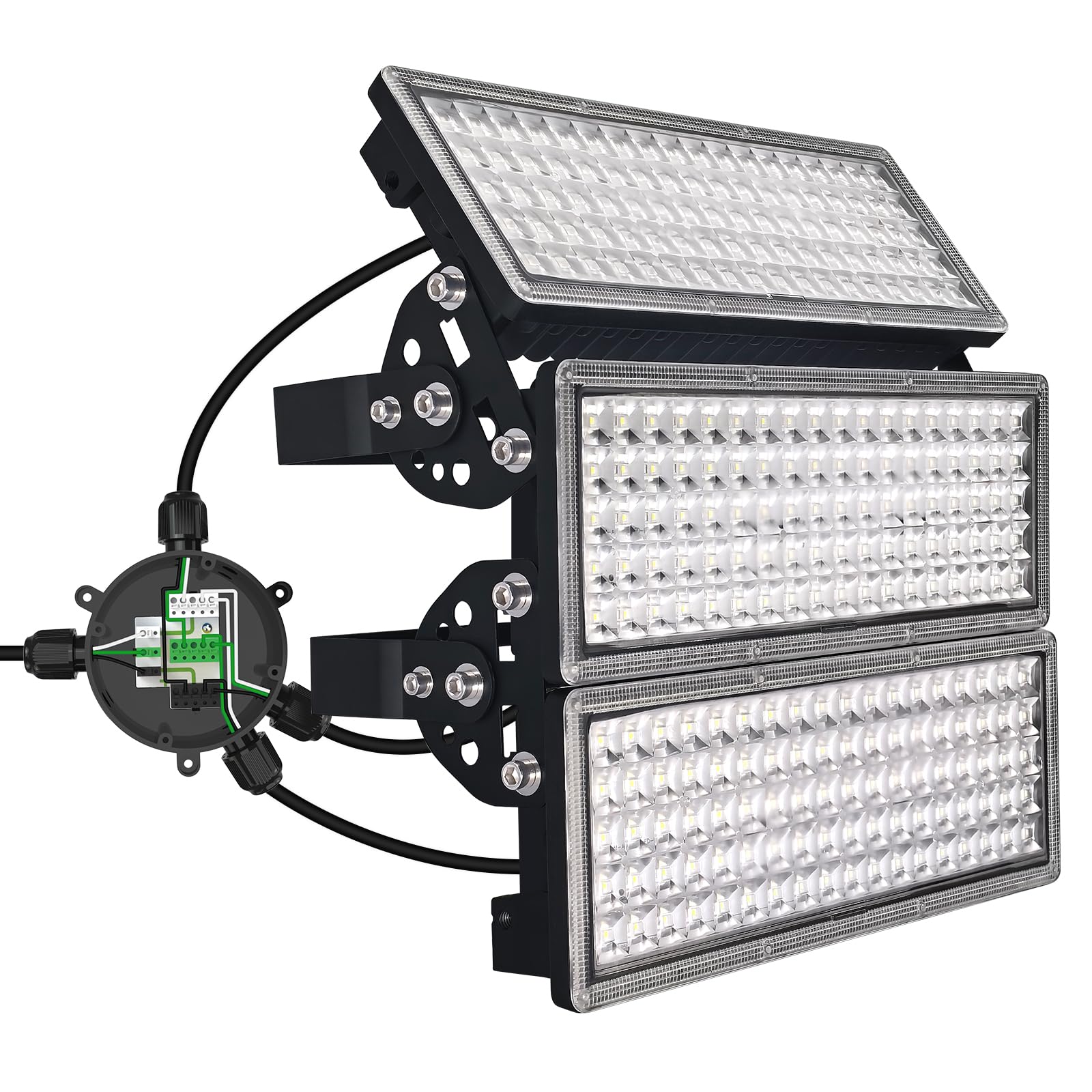 Kekeou LED Flood Light 300W, 42000LM, IP67 Waterproof, 6500K Daylight White, Aluminum, Black, Model GD-MZ300W-W-B