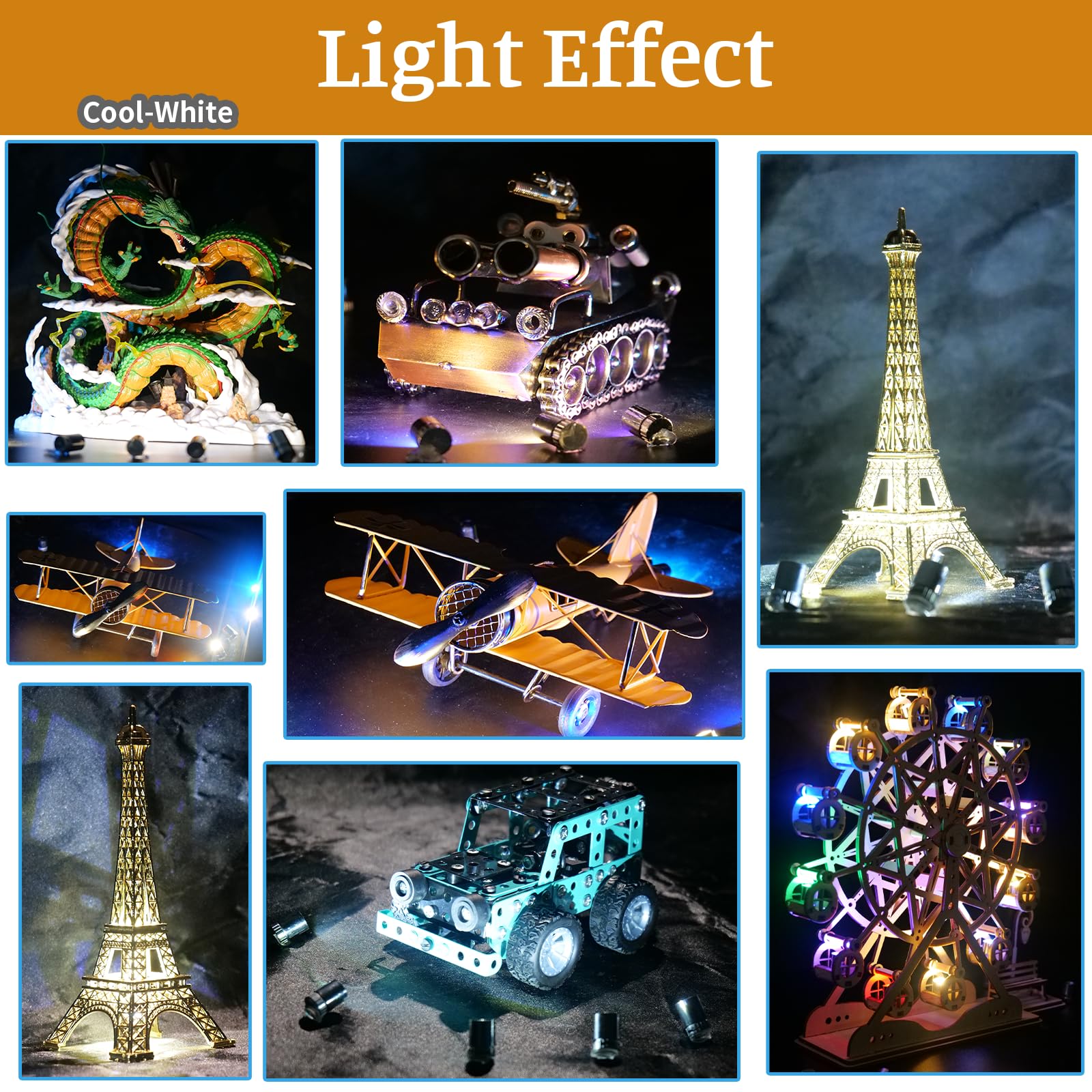 FNHMSL Mini LED Lights, 10 PCS Battery Operated Tiny SMD Lamp, Cool White, Model MNSD000 for DIY Crafts and Dollhouse