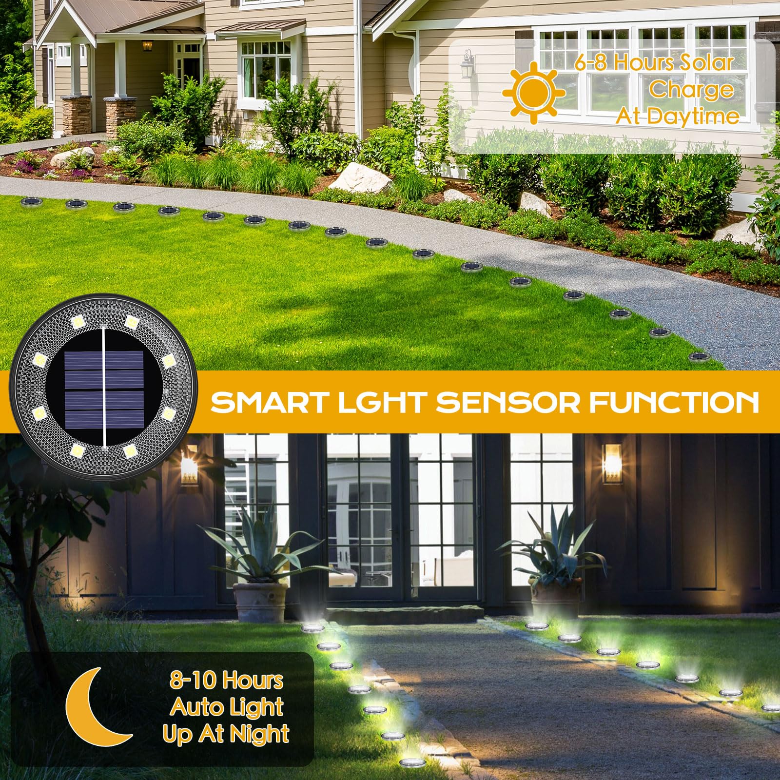Solar Lights Outdoor 16 Pack  Solar Garden Outdoor Waterproof Pathway Lights Bright In-Ground Light Outdoor Lighting Decor For Lawn  Patio  Yard  Driveway  Step And Walkway White Light
