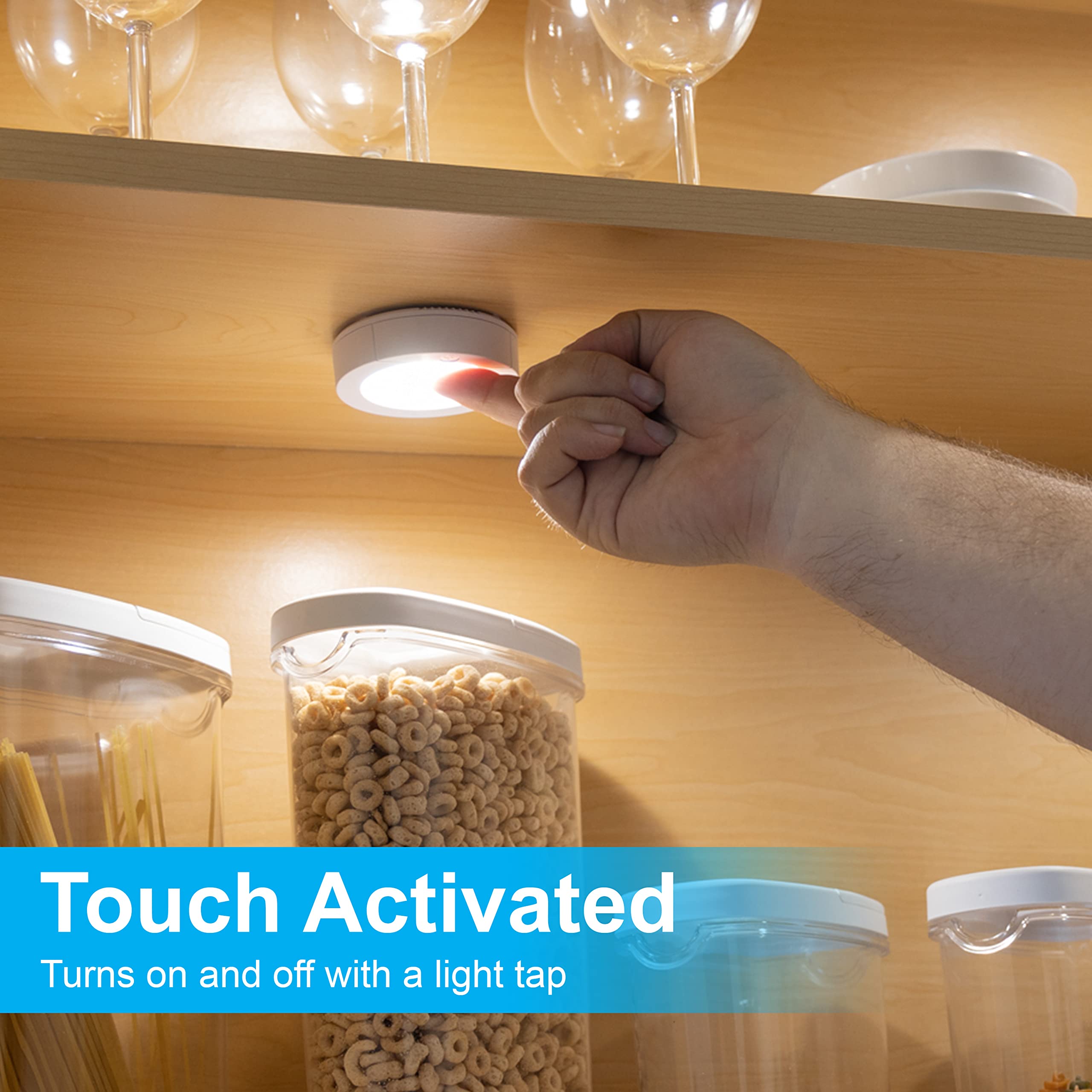 Ge Wireless Led Puck Lights, Battery Operated, 20 Lumens, Touch Light, Tap Light, Stick On Lights, Under Cabinet Lighting, Ideal