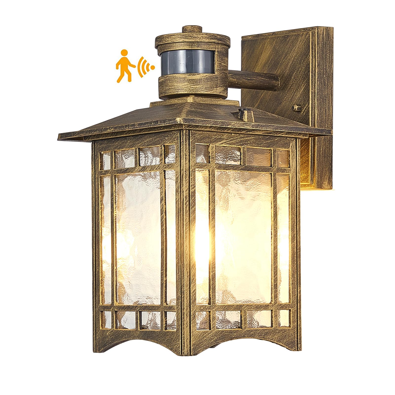 XANGQAN Bronze Motion Sensor Outdoor Wall Lantern - Dusk to Dawn Lighting Fixture, Aluminum, Model WY04-QT