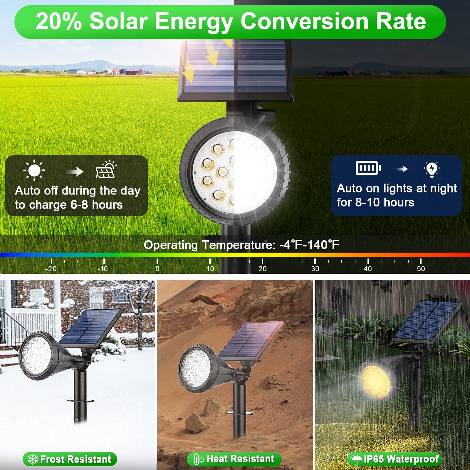 Tadyreal Solar Spot Lights - 180° Adjustable, Waterproof Rgb, 7 Modes, 2 Pack, Multicolor, Model D03