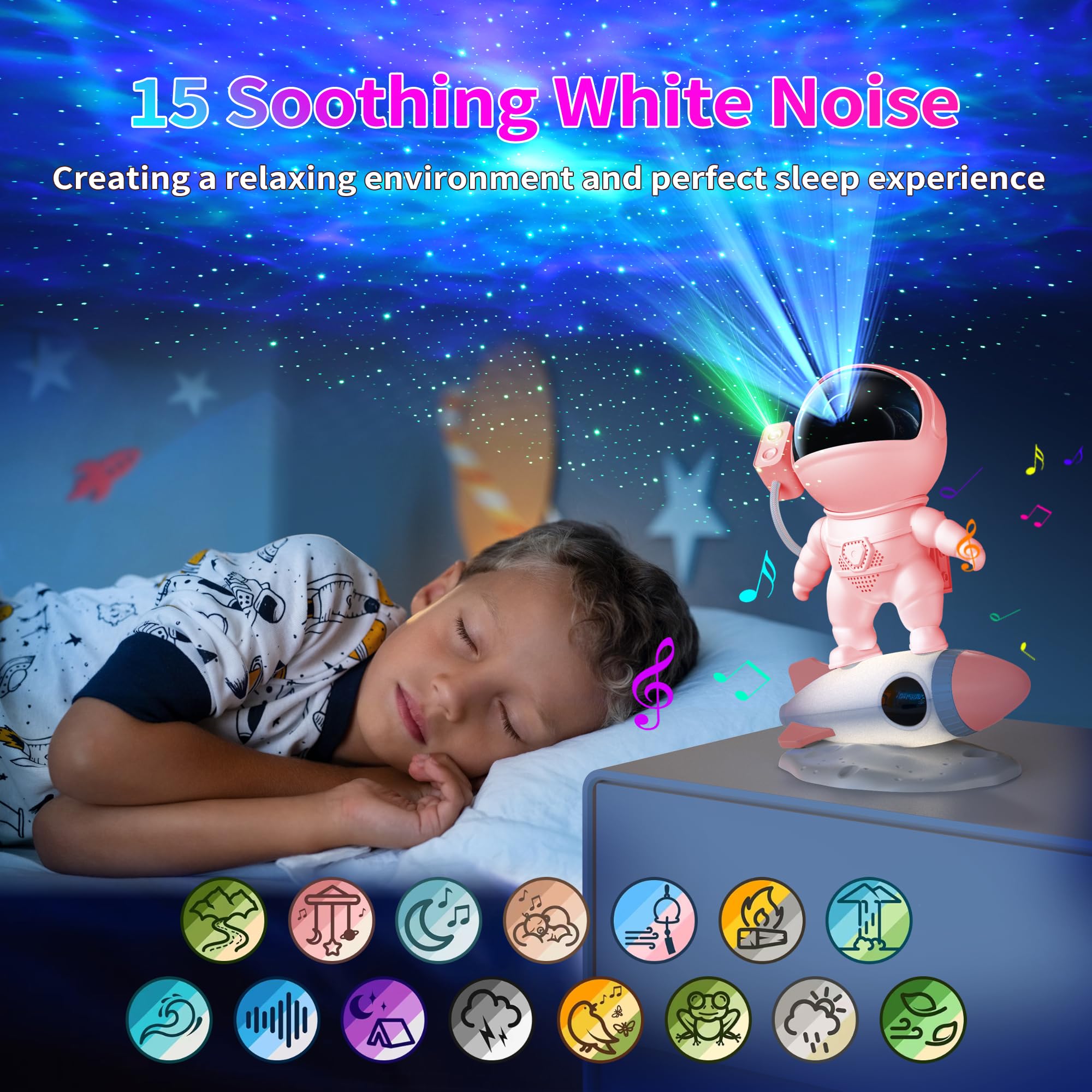 Flyeagle Astronaut Galaxy Projector, Star Nebula Projector With Rocket Lamp, Night Lights Led Star Projector For Bedroom, Remote