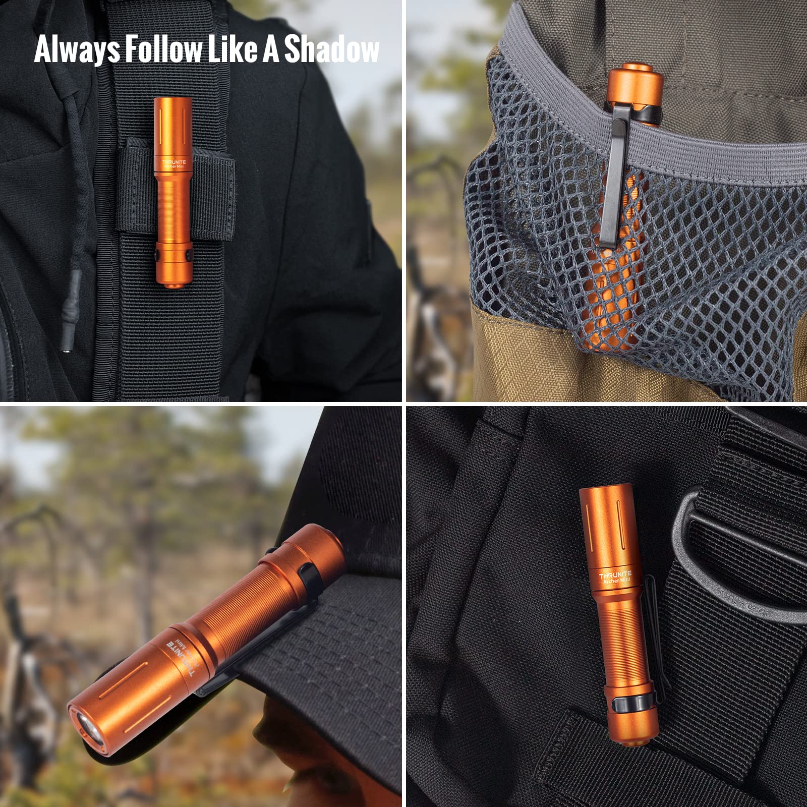 ThruNite EDC Flashlight Archer Mini, 405 Lumens, USB C Rechargeable, Pocket Size, Orange Cool White