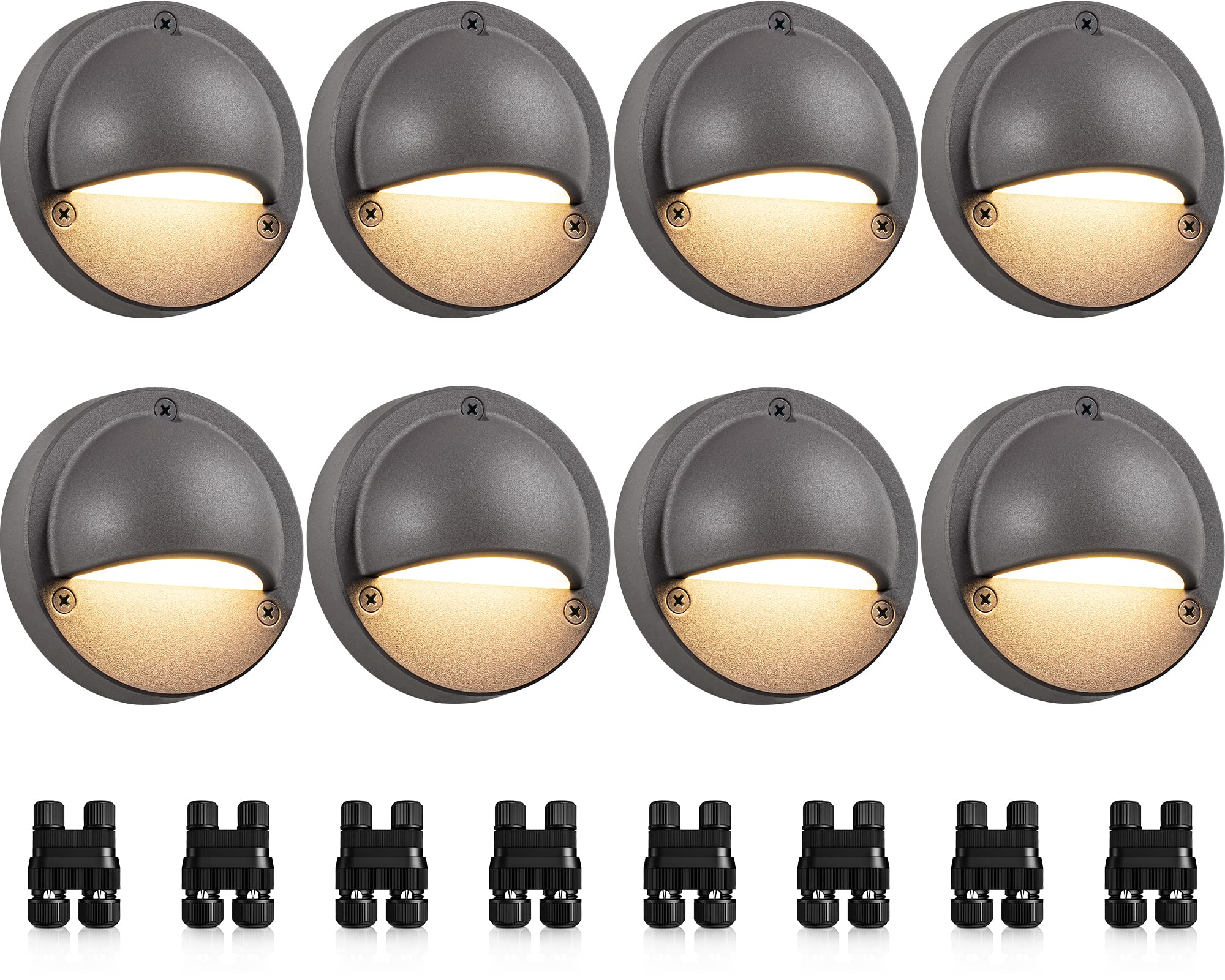 SUNVIE Low Voltage Deck Lights 5W LED Warm White 8 Pack Aluminum 3000K ETL Listed 12-24V AC/DC Model 603977462811