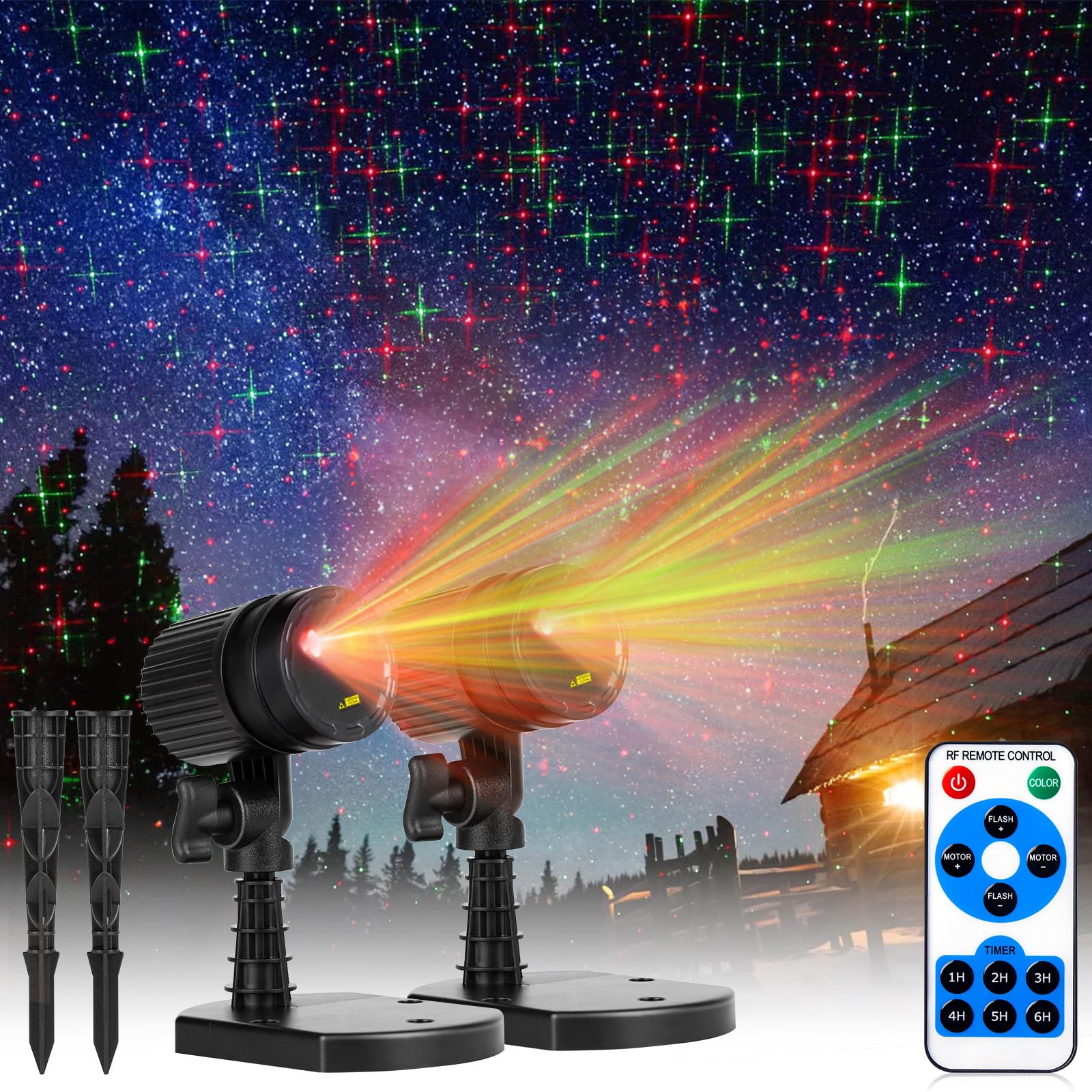 Minetom Christmas Lights Laser Projector Outdoor Waterproof 2 Pack Red and Green Model CXF-B100RG