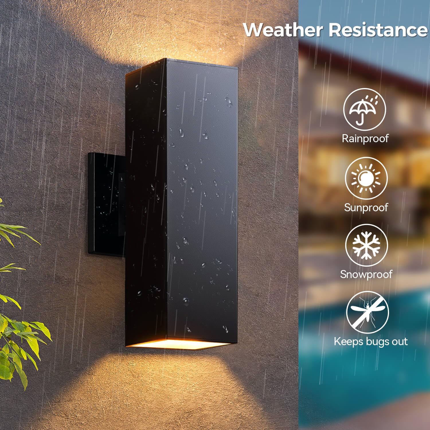 Kizon Smart Porch Lights 2 Pack, Rgb Exterior Lighting Fixtures Color Changing App Control With Remote, Dimmable Wifi Led Outdoo