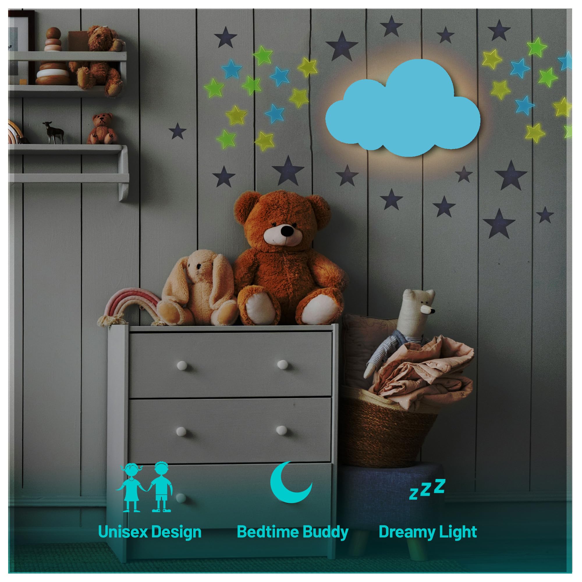 BAZENTI Cloud Lights - Nursery Decor Cloud Lamp, Rechargeable Baby Lamps with Remote, Hanging Lamp for Nursery, Kids Night Light