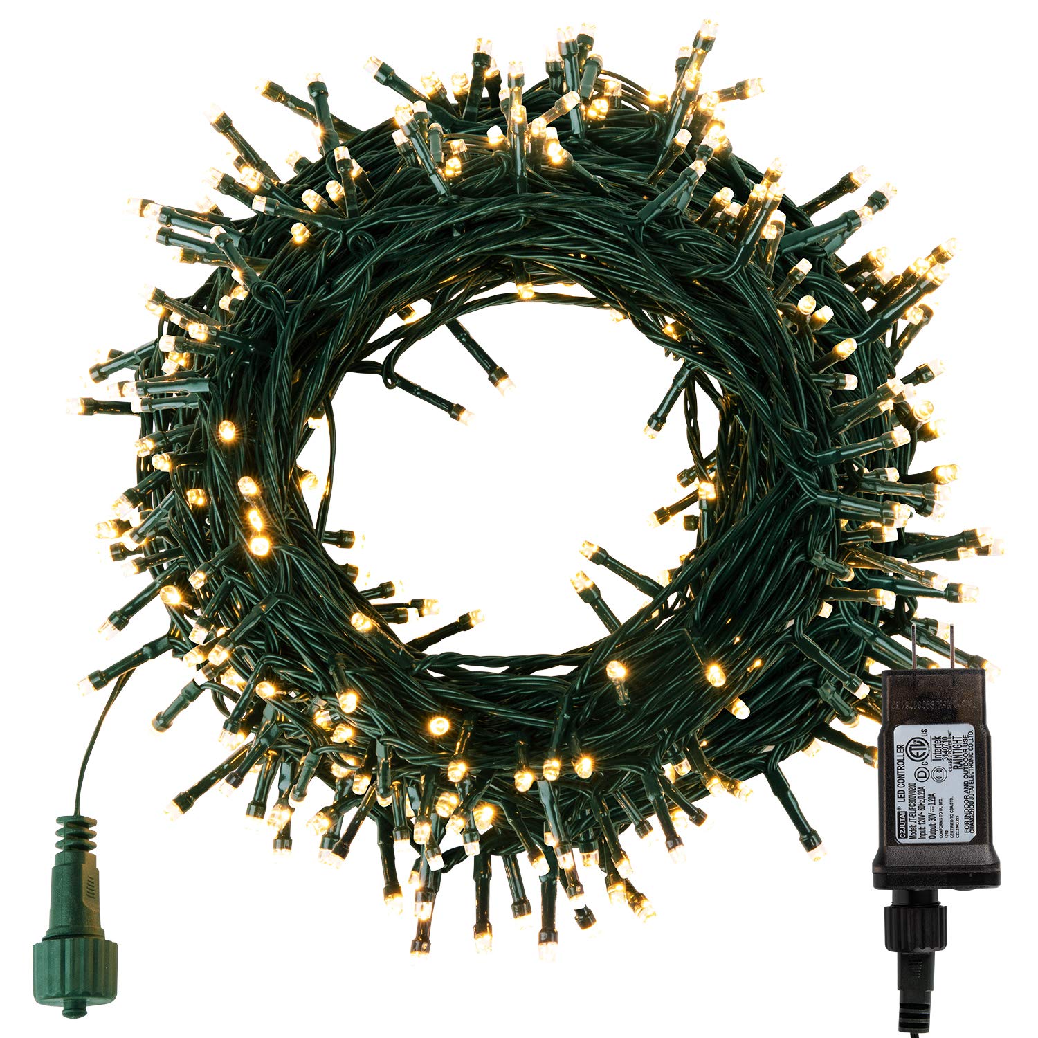 Christmas Tree Lights Outdoor, 168Ft 600 LED Twinkle Fairy Lights String Lights with 8 Light Modes for Christmas LED Garland Wreath Wedding Indoor Holiday Decorations with Dark Green Wire, Warm White