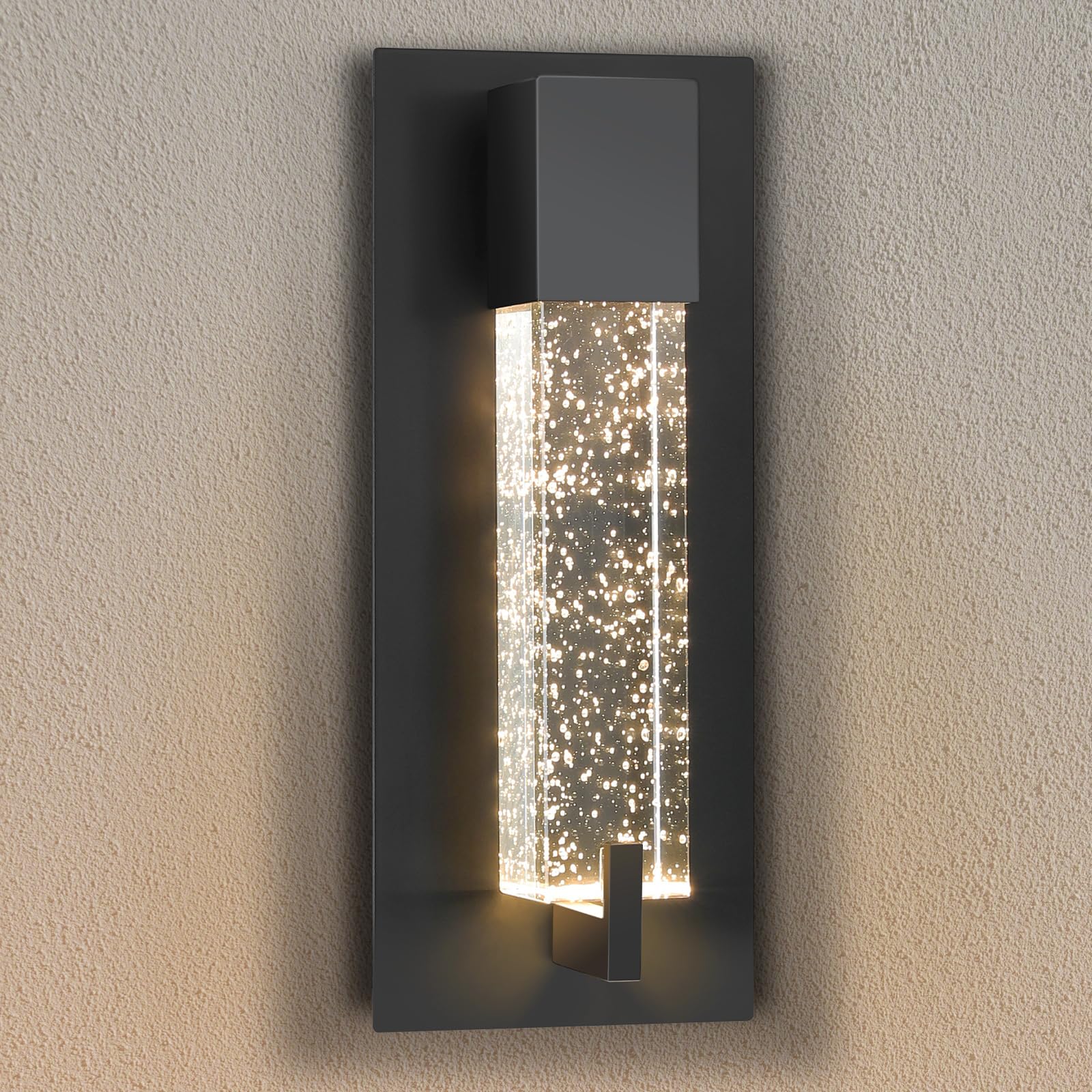 WOSHITU LED Wall Sconce Light: 11 Inch Black Modern Sconces Wall Lighting 3000K Dimmable Crystal Wall Lamps Indoor Bathroom Scon