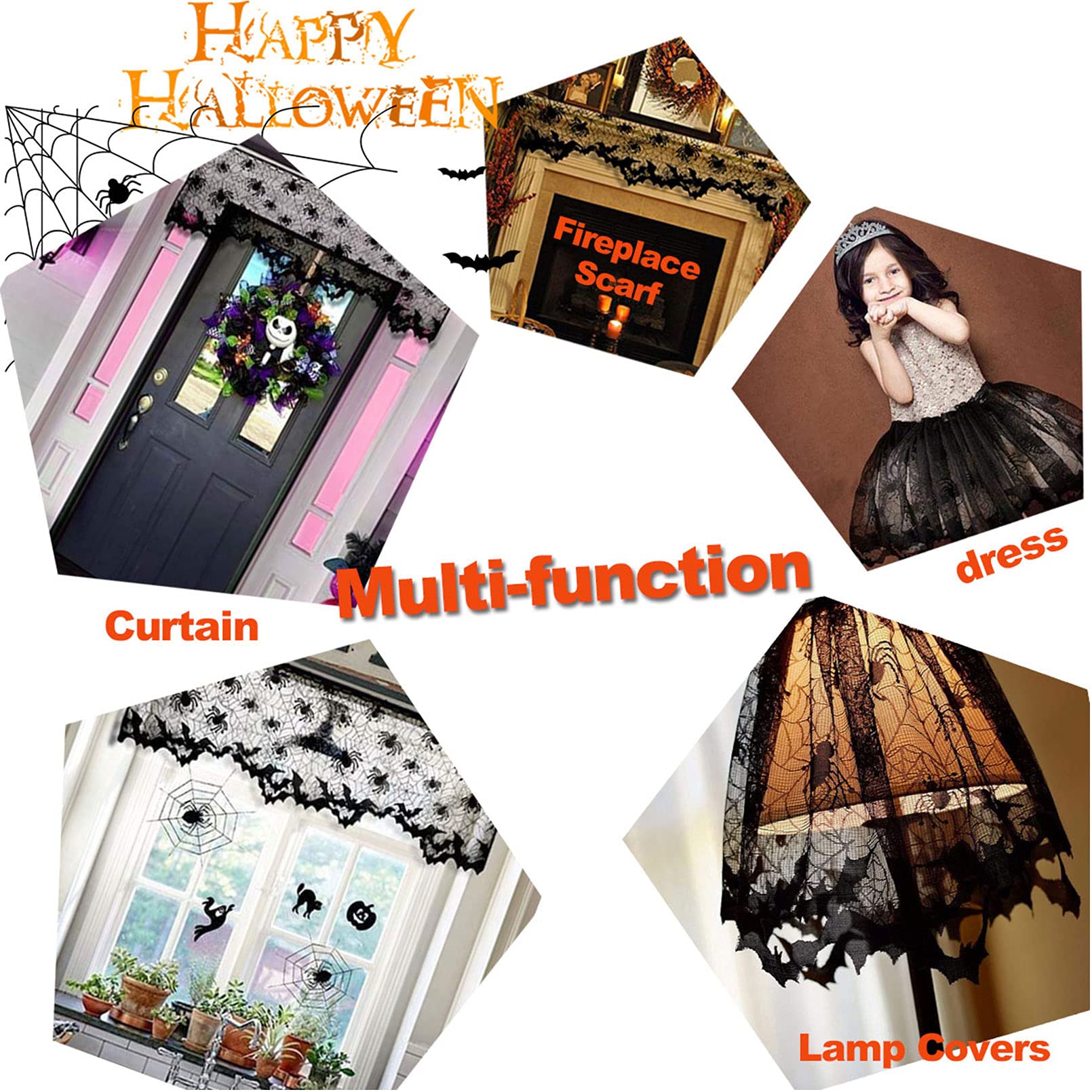 Halloween Lamp Shade Cover Decorations Halloween Black Lace Halloween Decor Lamp Cover Black Spider Web Halloween Lace For Hallo