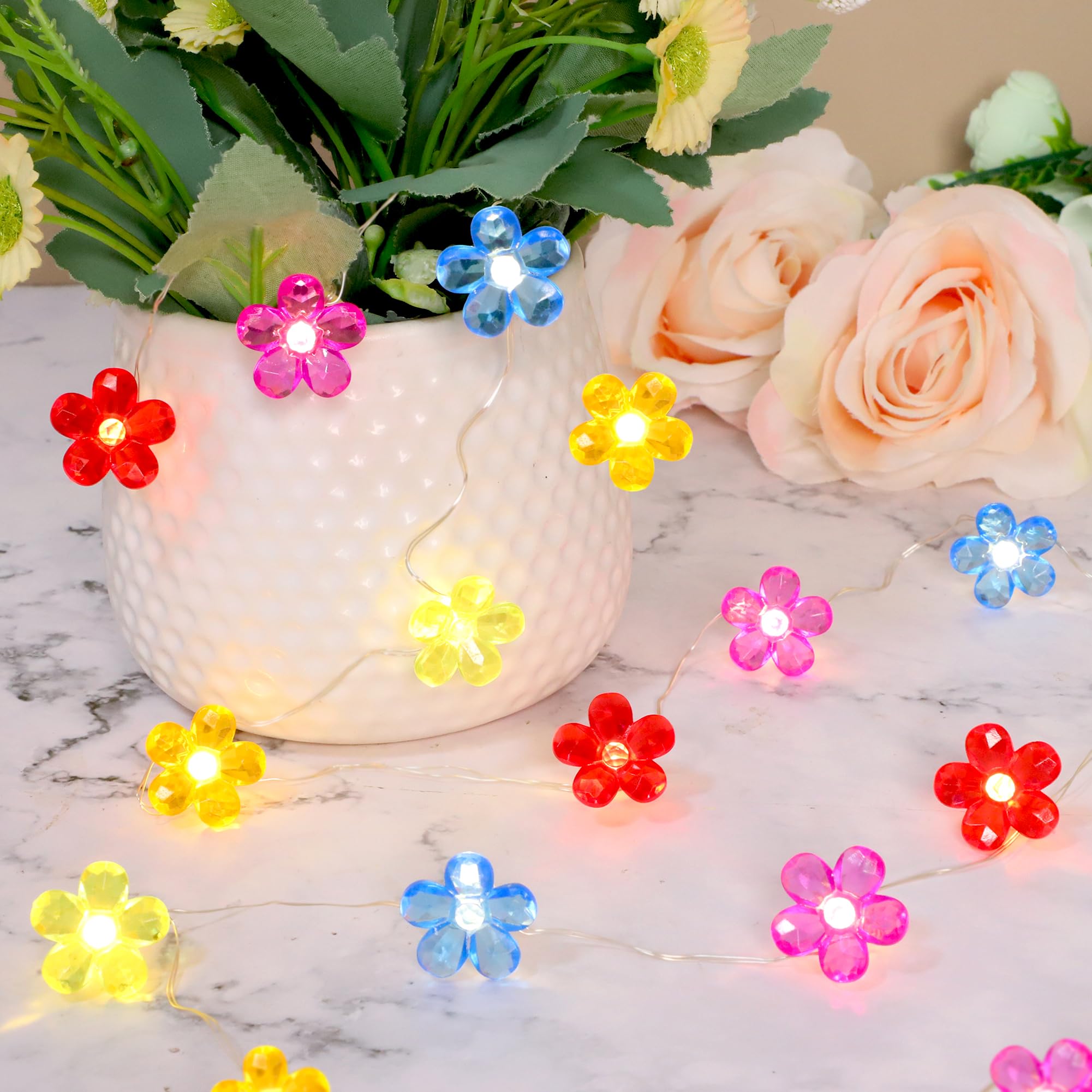 Silverstro Flower Led Lights With Remote Usb & Battery Operated 10Ft 30Leds String Lights - Home Wedding Birthday Party Ocean Holiday Easter Decor