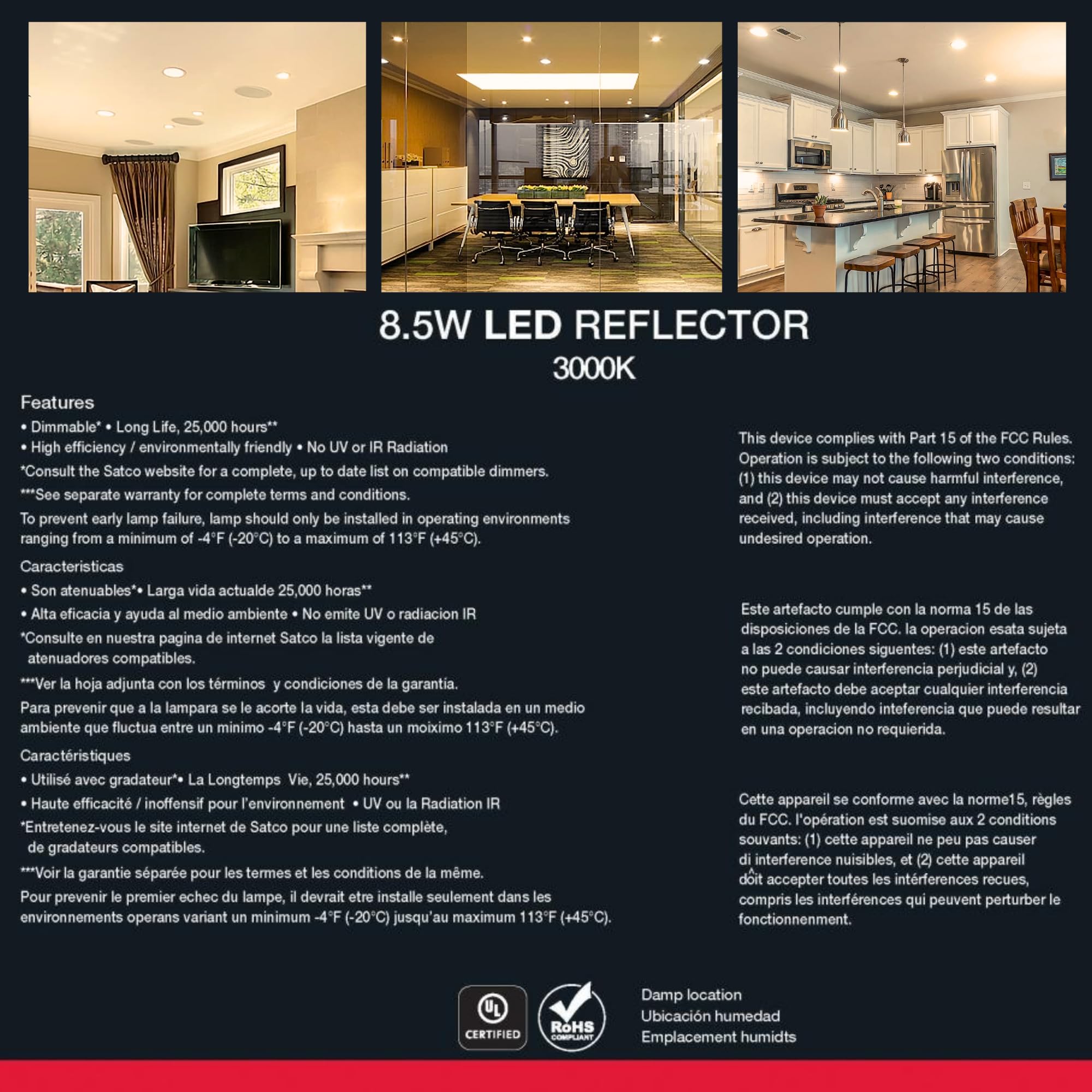 Satco S11471 8.5 Watt; Br30 Led Light Bulbs - 3000K (12 Led Light Bulbs)