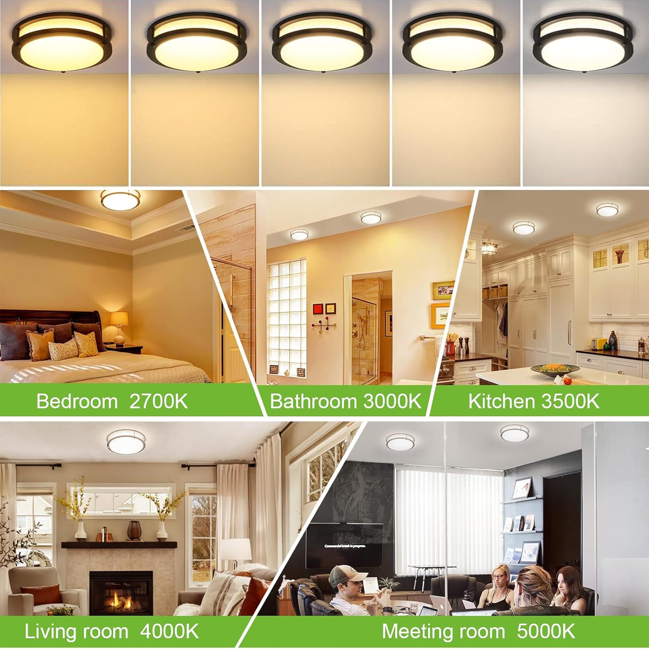 Hykolity LED Ceiling Light Fixture, 10 inch, 17W 1100lm, Adjustable 2700K-5000K, Oil Rubbed Bronze, Model C13C10