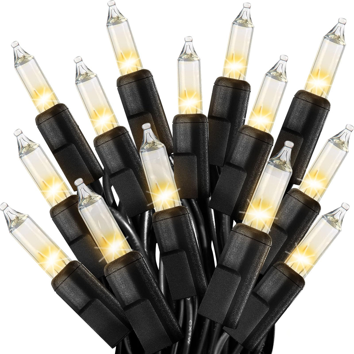 CXLHO Clear Christmas Lights 33FT 100 Incandescent Bulbs Warm White Mini Lights with Black Wire for Christmas Tree, Garland, Tha