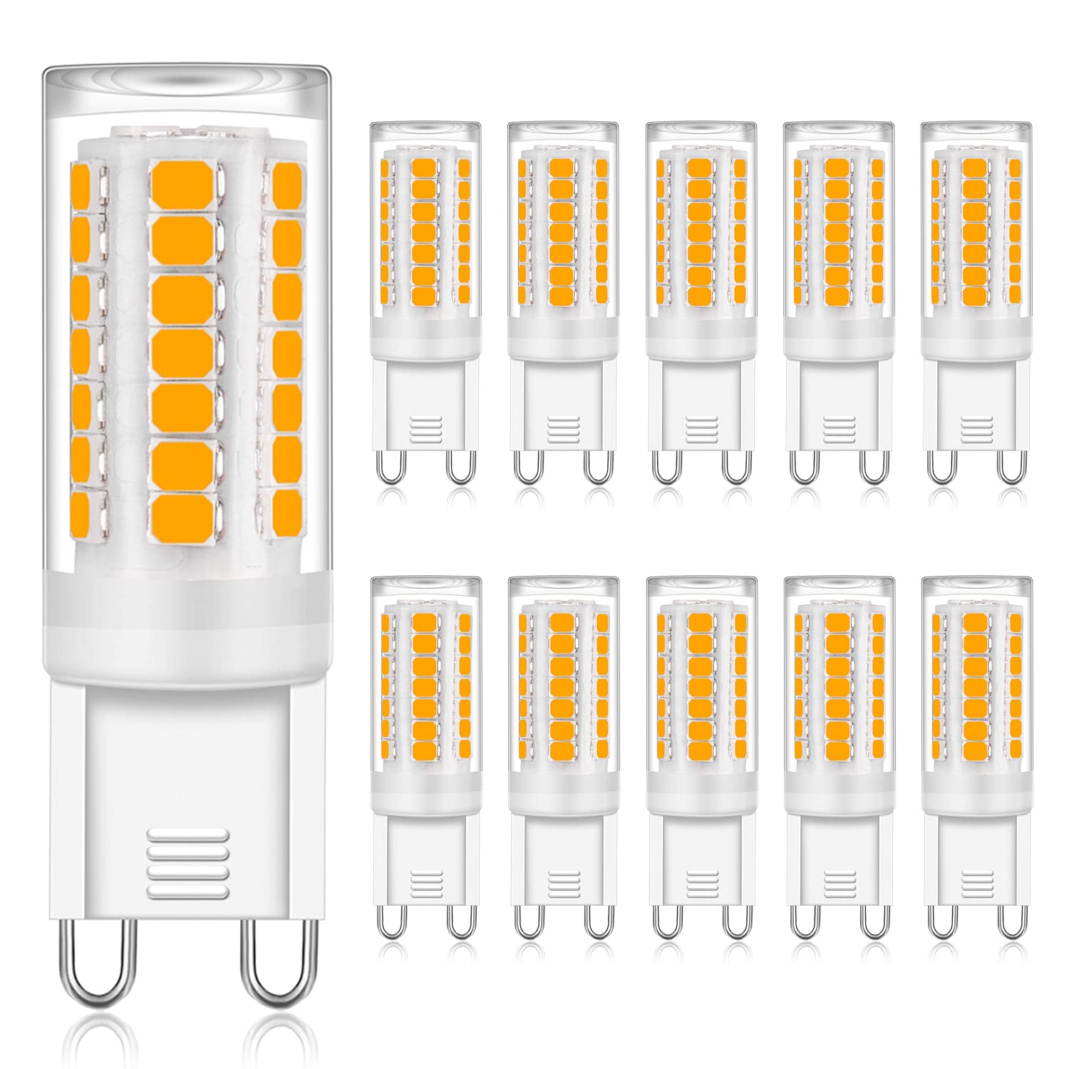 YUIIP G9 LED Bulbs 4W Warm White, 10 Count, Non-Dimmable, Ceramic Base, 40W Halogen Equivalent, AC110V-130V