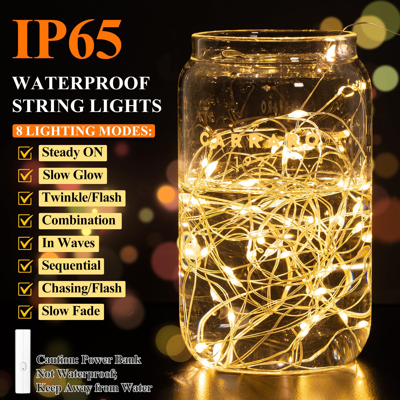 Lakumu Fairy Lights, Battery Operated Twinkle Lights, 32FT(16FT*2), Warm White, Silver Plated Copper Wire, Model LH-CD-DC-001