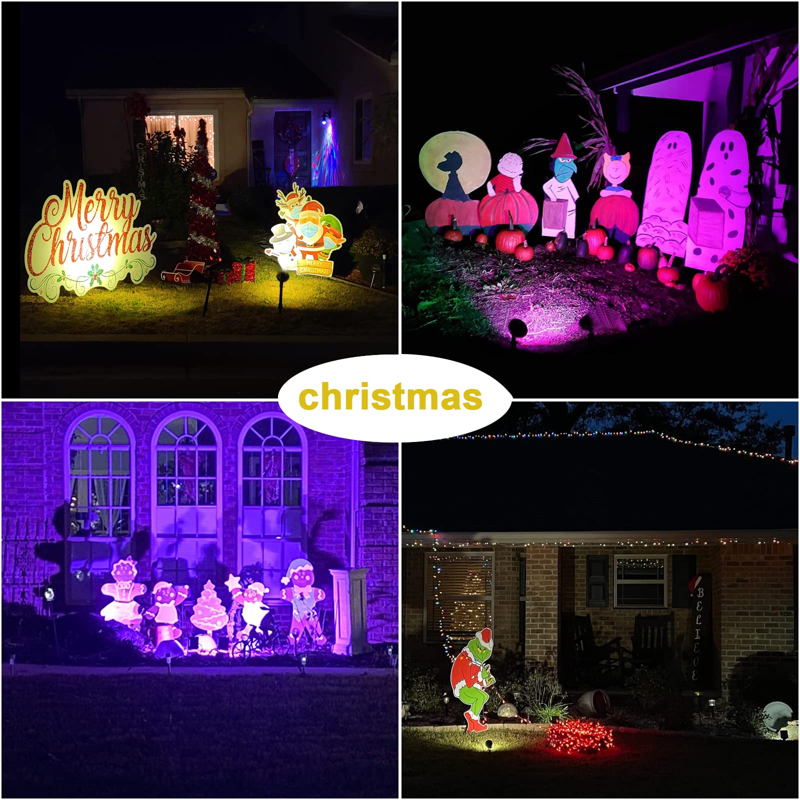 Volisun Rgb Christmas Spotlights, 16 Color Waterproof Landscape Lights, 2 Pack For Outdoor Decor