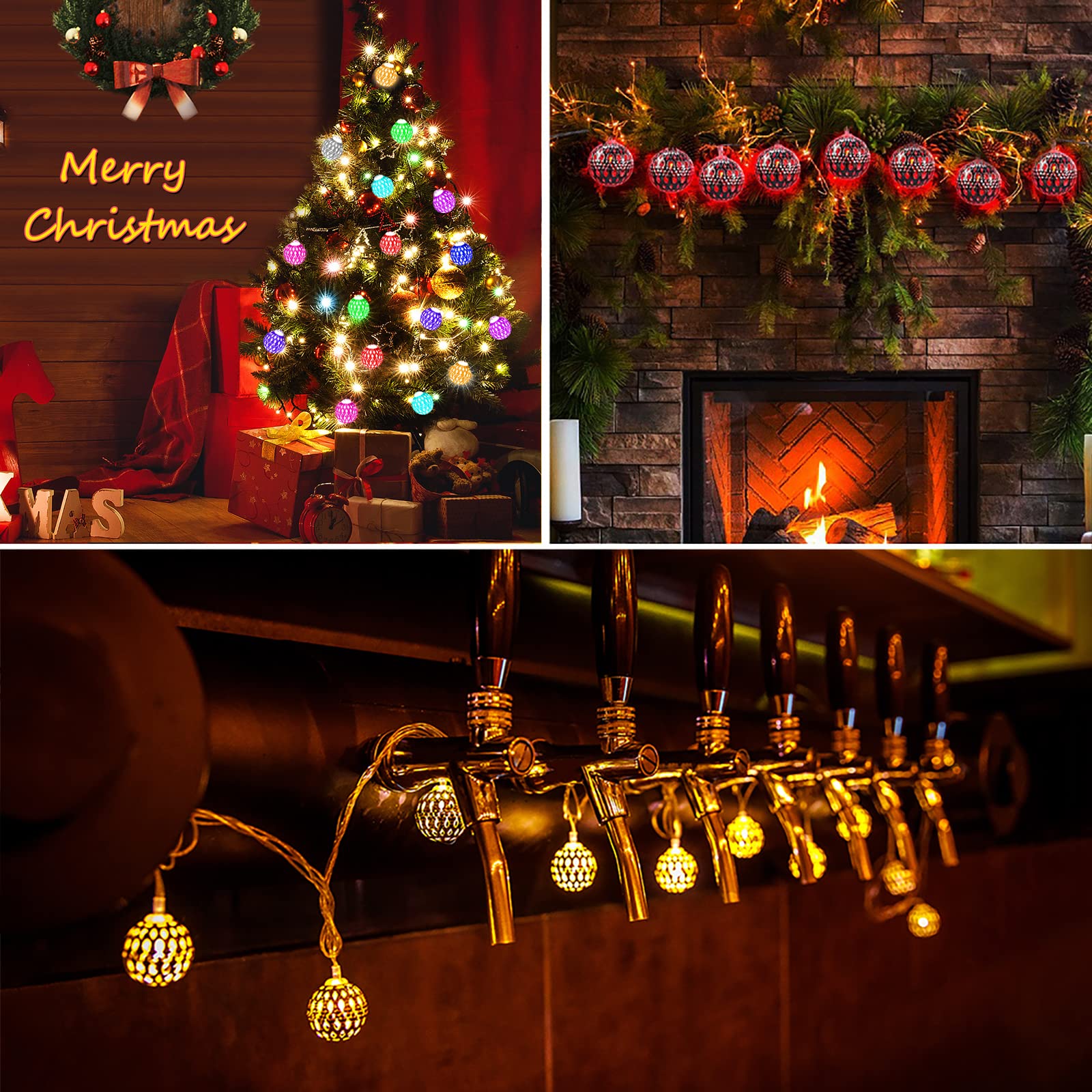 Omika 24 Colors Changing Globe String Lights For Diwali Decor, 13Ft 40 Silver Metal Balls Led Fairy Lights With Remote Timer Moroccan Orb Decorative Diwali Lights For Room Party Christmas Boho Décor