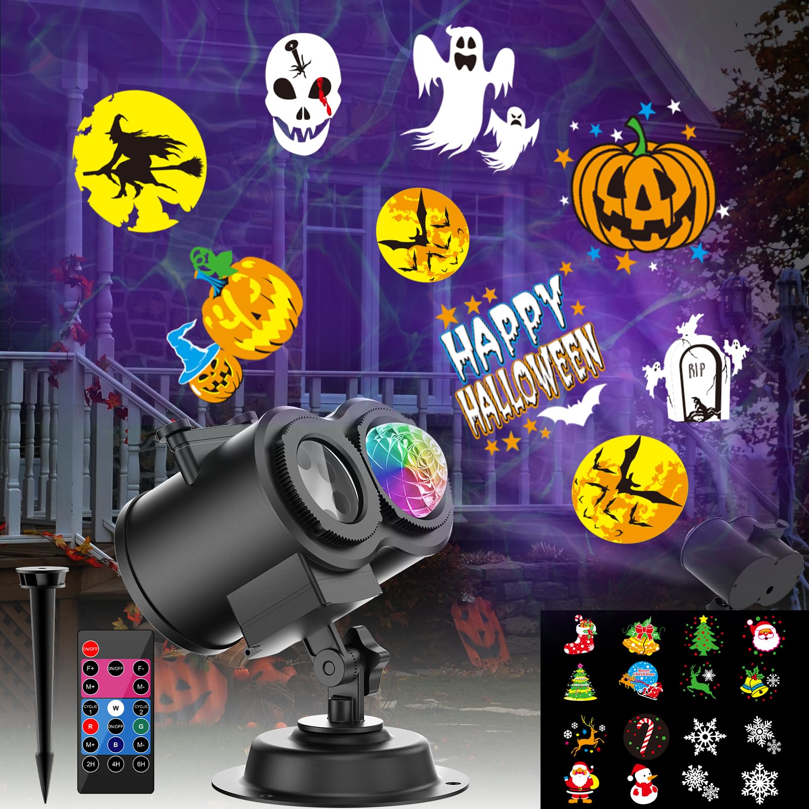 Valentine Decorations Projector Lights For Outdoor Home Indoor,15W Brighter Hd 16 Patterns Christmas Projector Lights Outdoor Decorations Halloween Christmas Holiday Projectors For Outside House