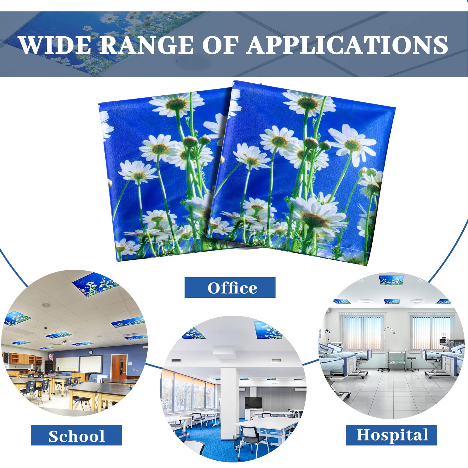 Patelai Fluorescent Light Cover Shade with 10 Magnets, 4x2 Feet, Chamomile, Model PT-Patelai-3151 for Classroom, Office, Home