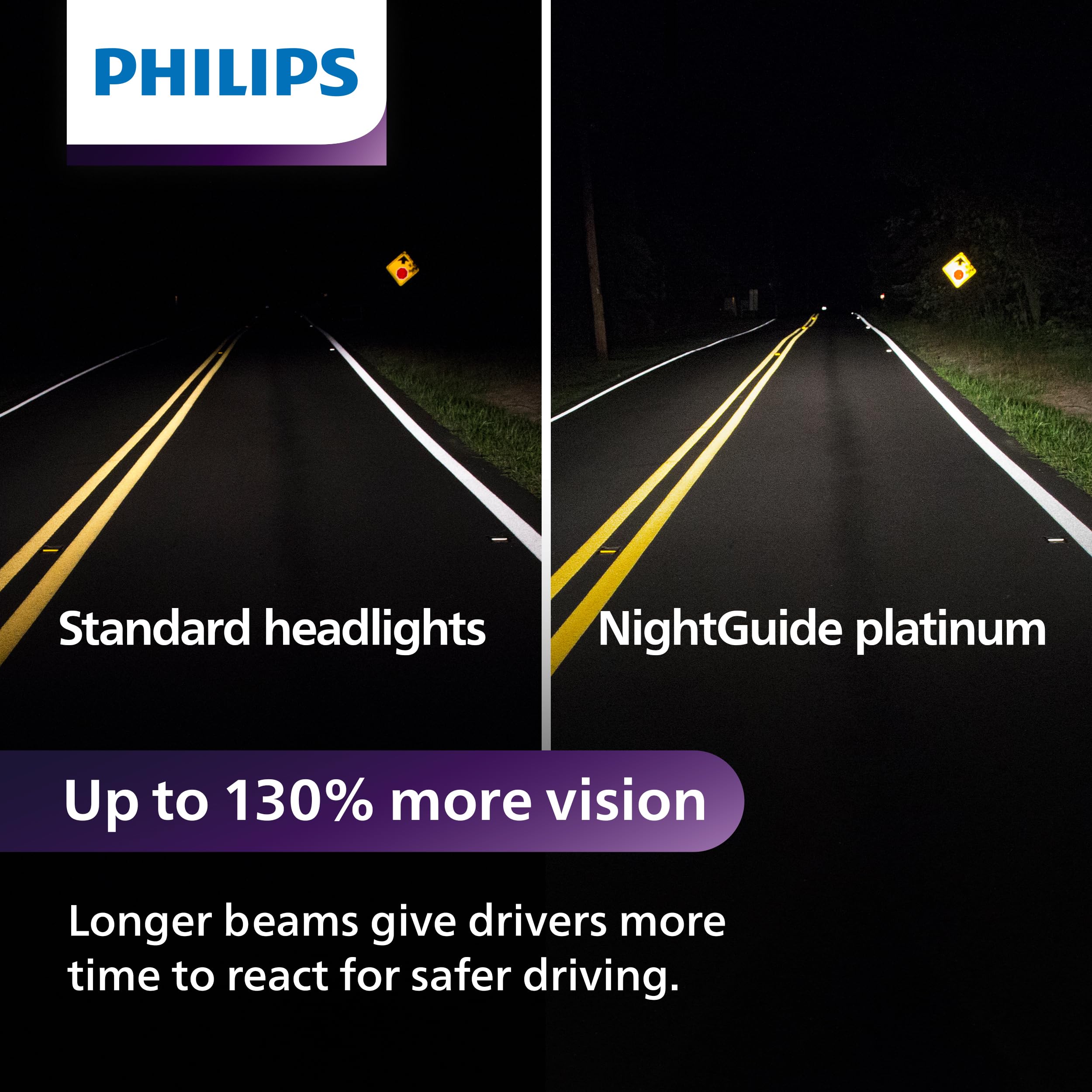 Philips Automotive H11 NightGuide Platinum Headlight Bulb, Pack of 2, White, Model H11NGPS2