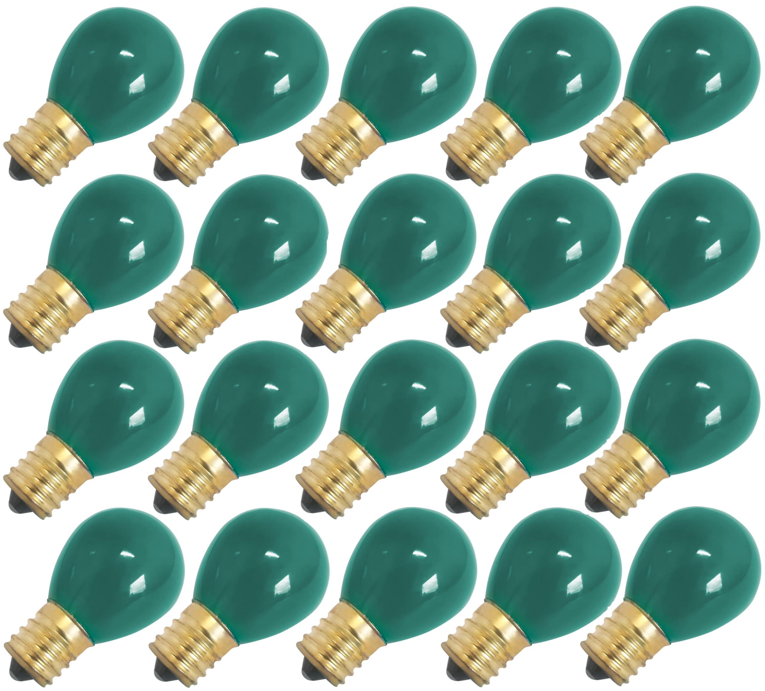 Ocs Parts 10S11N-130V-Cg Green Light Bulbs | 20-Pack | 10 Watt 130 Volt S11 Miniature E17 Intermediate Screw Base Lamps | 4,500 