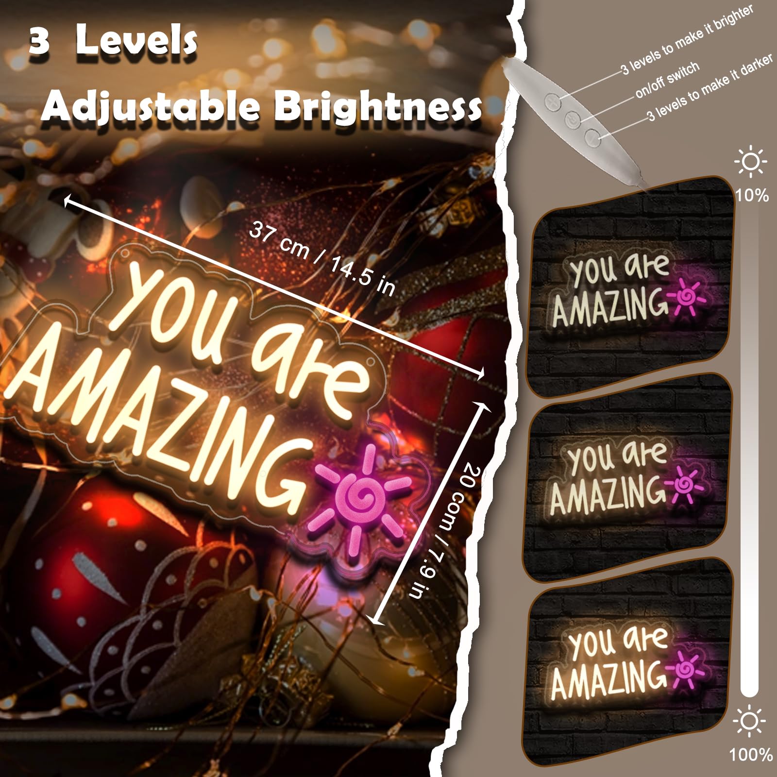 You Are Amazing Neon Sign Wall Decor For Bedroom Class Room Bar Pub Club Nursery Hanging Dimmable Usb Pink Led Light For Wedding Birthday Party Women Christmas Gifts