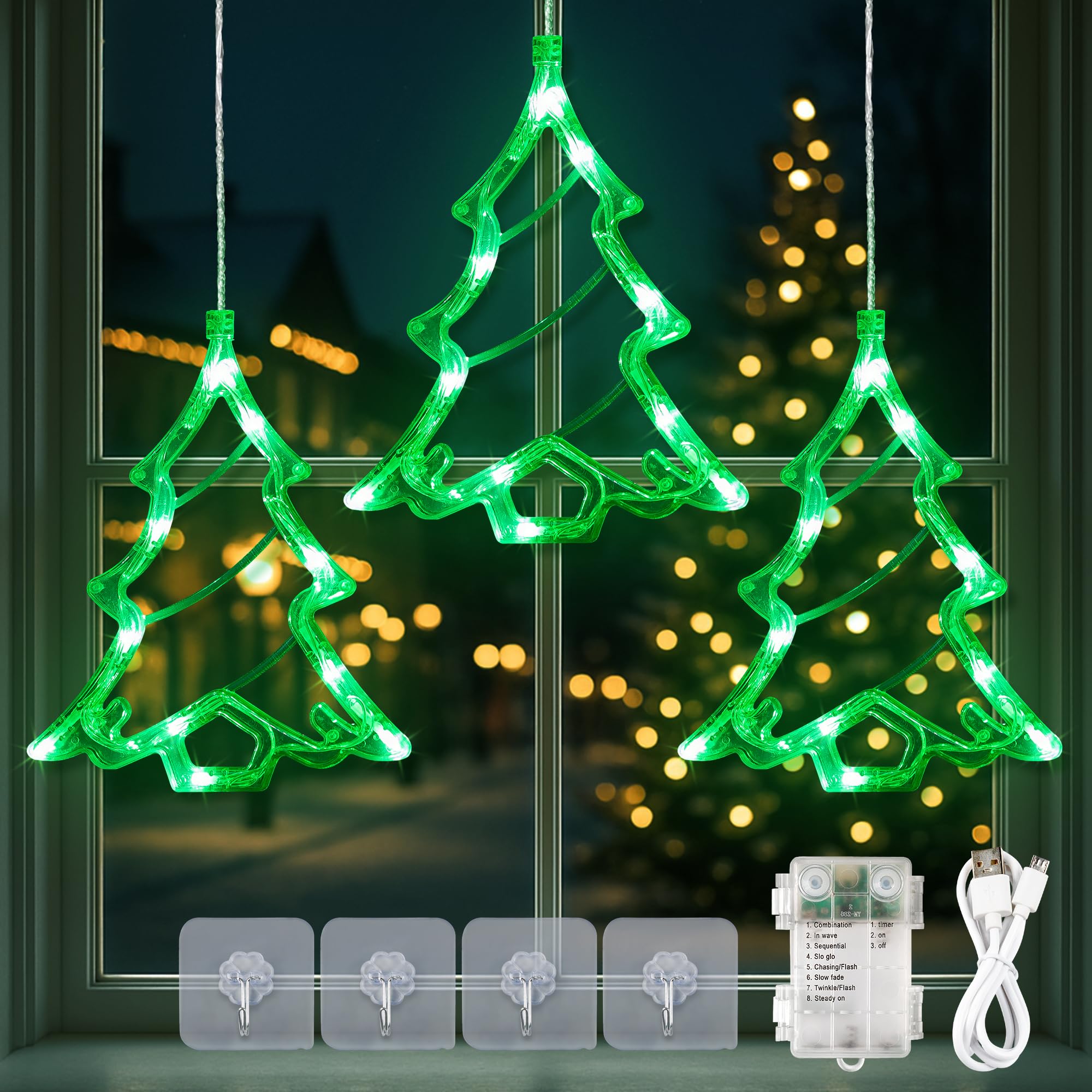 Window Tree Light Youngar Christmas Tree Lights Outdoor Tree Window Light Battery/Usb Po ...