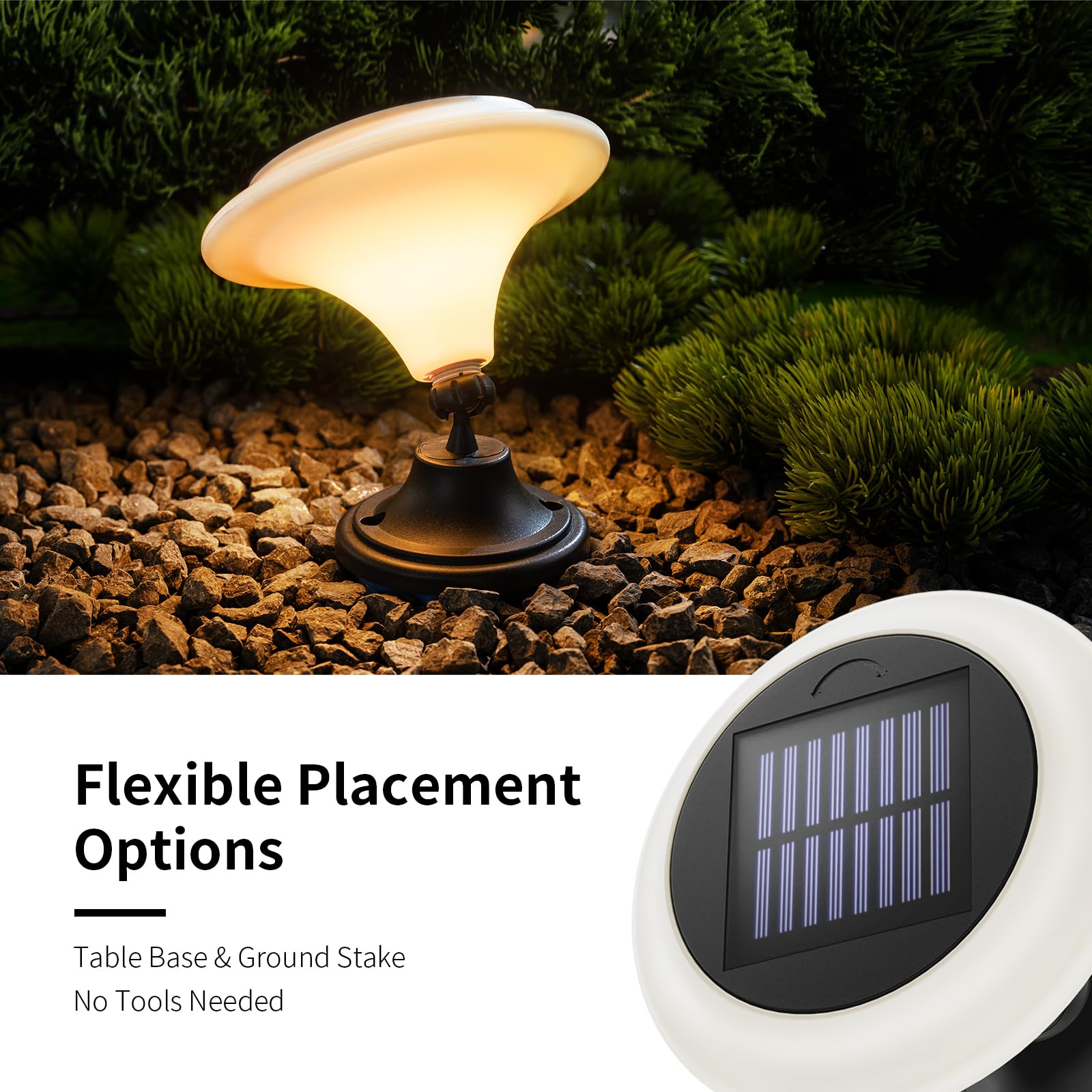 Opoira Solar Table Lights Outdoor, 2 Pack Classic Martini-Shaped Lanterns With Base & Ground Stakes, Waterproof Led Solar Powere