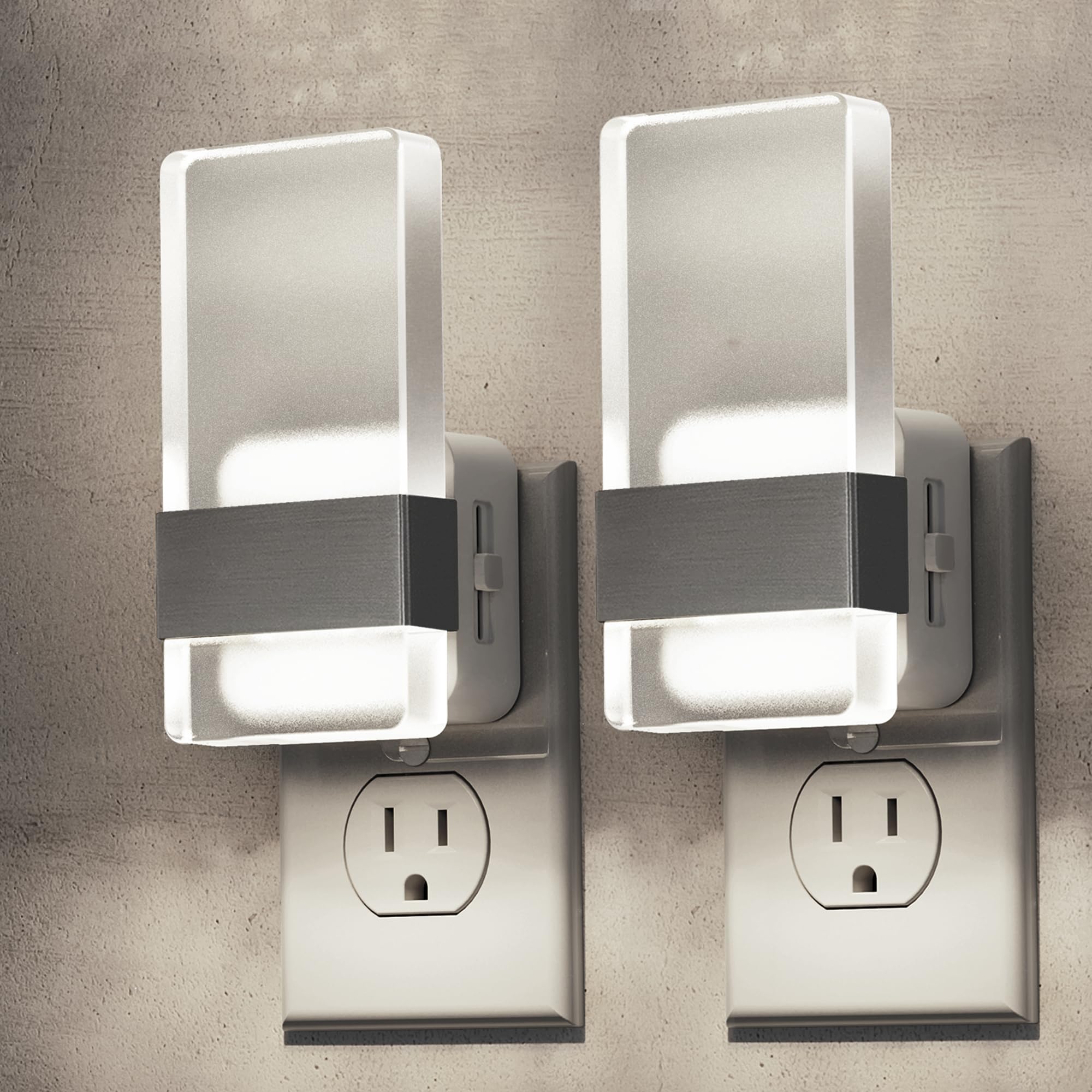 L LOHAS LED Night Light  Night Lights Plug Into Wall  2 Pack Decorative Nightlight with Light Sensor  0-100LM Dimmable Nightlights  Daylight Wall Sconce-Style Acrylic Nitelight for Bathroom  Hallway