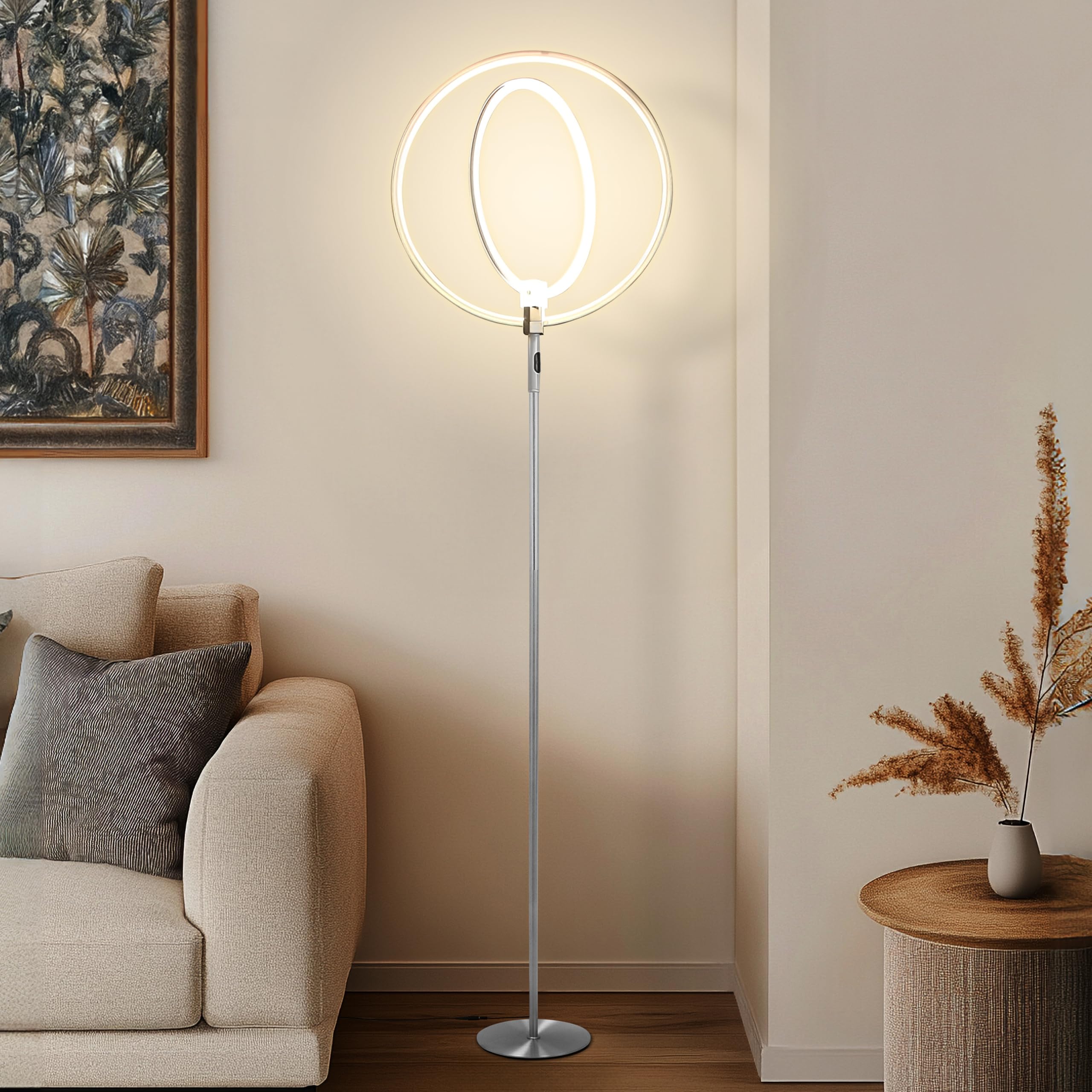 Brightech Eclipse Dimmable LED Floor Lamp, Modern Torchiere, Silver, Model ECPLSE-SL2, Super Bright for Living Rooms & Offices