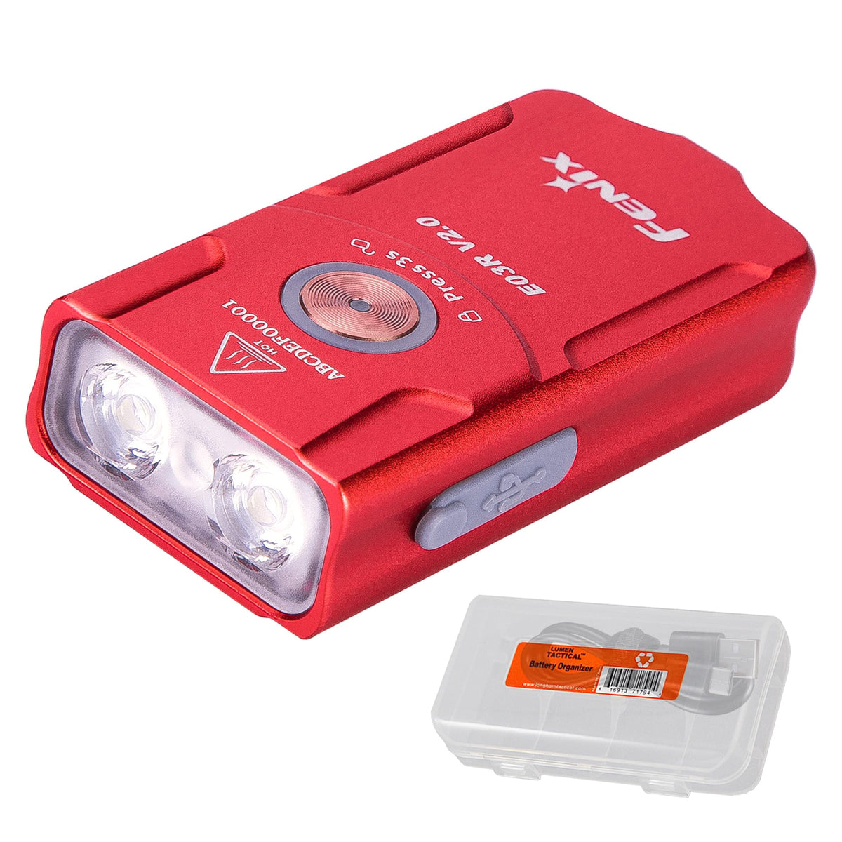 fenix e03r v2.0 keychain rechargeable flashlight Fenix E03R v2.0 Keychain Flashlight Premium Pack, Rose Red, 500 Lumen  Bright USB-C Rechargeable EDC with Red LED and Lumentac Or – Lightsdaddy
