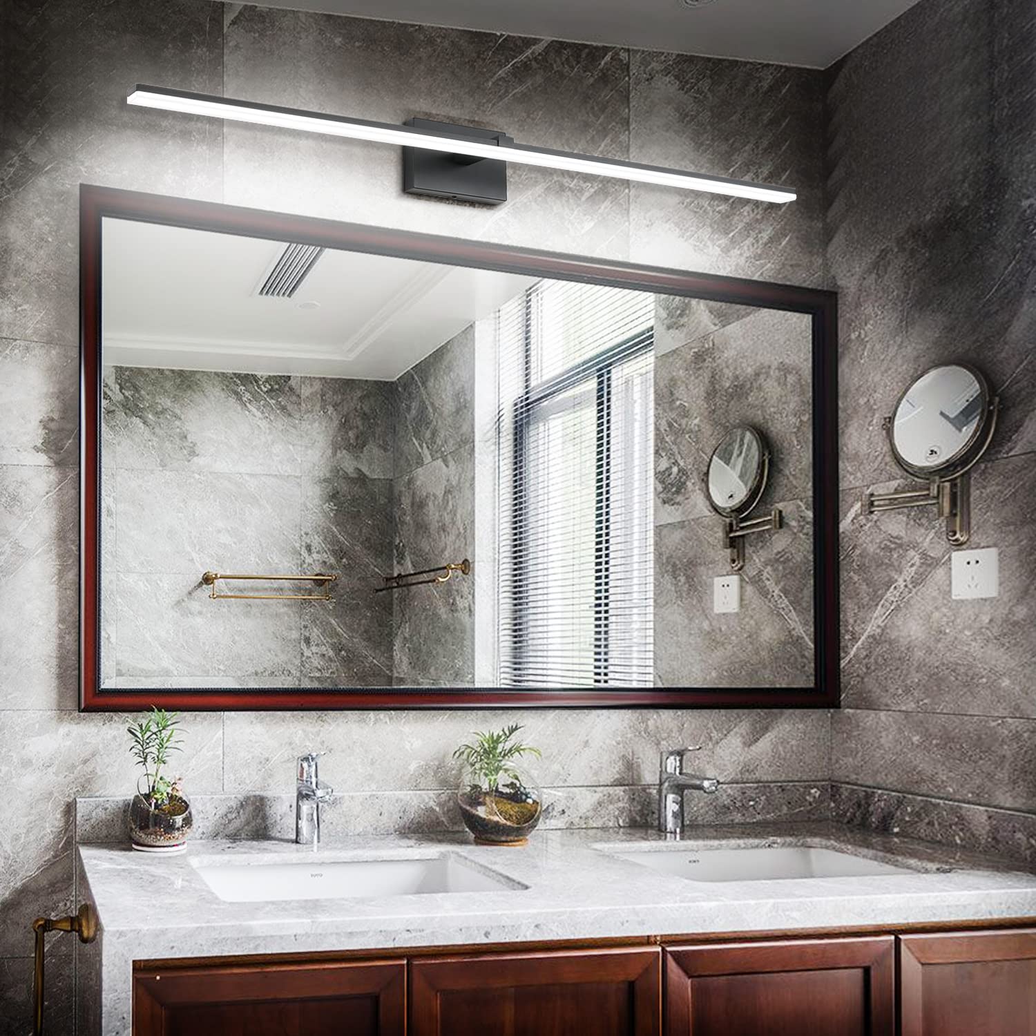 Zuzito 48" Dimmable Black Bathroom Light Fixture Over Mirror, Modern Wall Mount Vanity Lighting