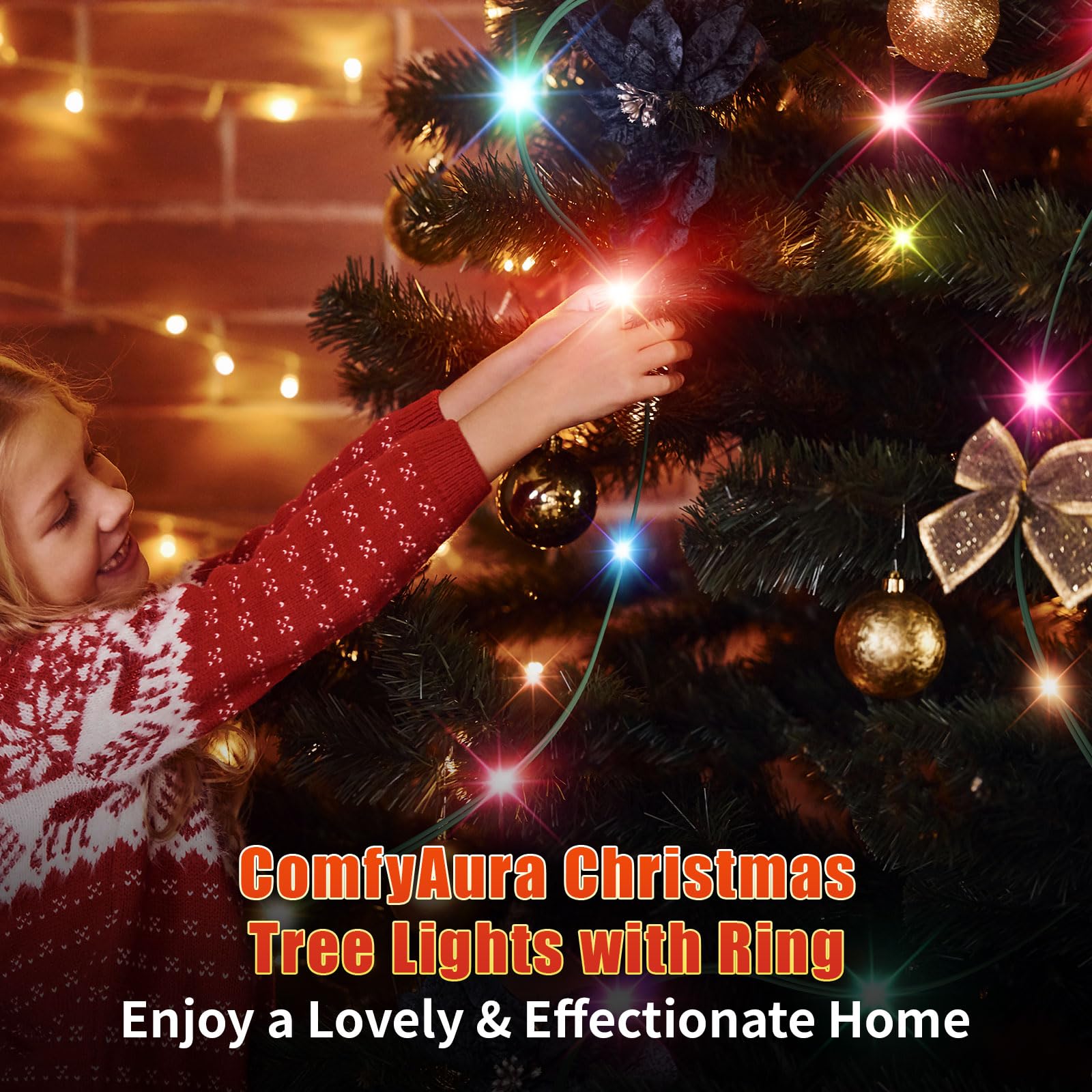 ComfyAura 12 Modes Christmas Tree Lights - 8.2ft String, 348 LED, Waterproof, Dimmable, Warm White/Multicolor for 7.5-9ft Trees