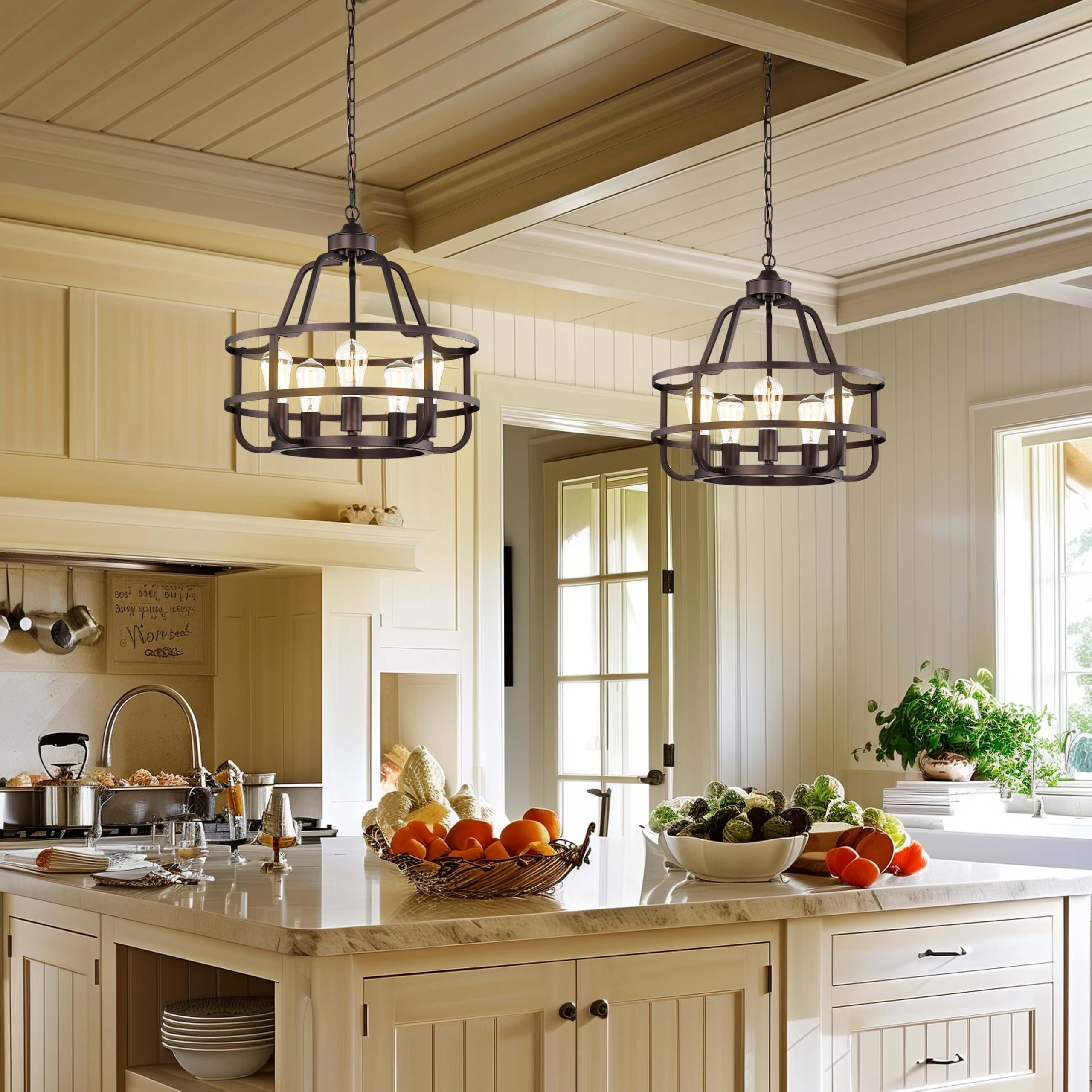 winsmart 20" Oil Rubbed Bronze 5-Light Farmhouse Chandelier - Metal Light Fixture for Dining Room, Kitchen Island, Entryway